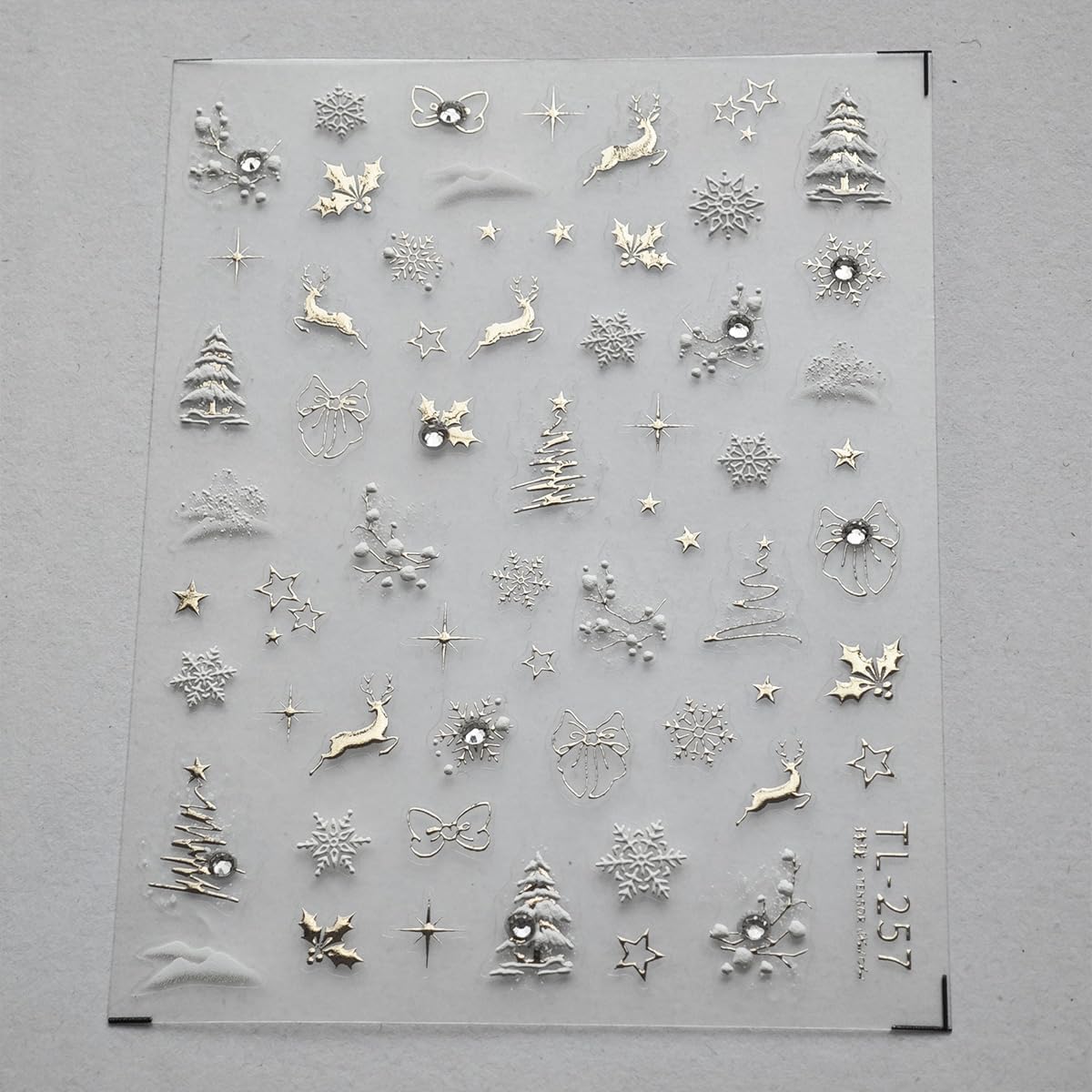 Christmas Nail Art Stickers 5D Embossed Silver Elk Nail Stickers Self-Adhesive Rhinestone Snowflake Bow Xmas Tree Star Elk Nail Decals for Women Girls Winter Holiday Manicure DIY Nail Supplies
