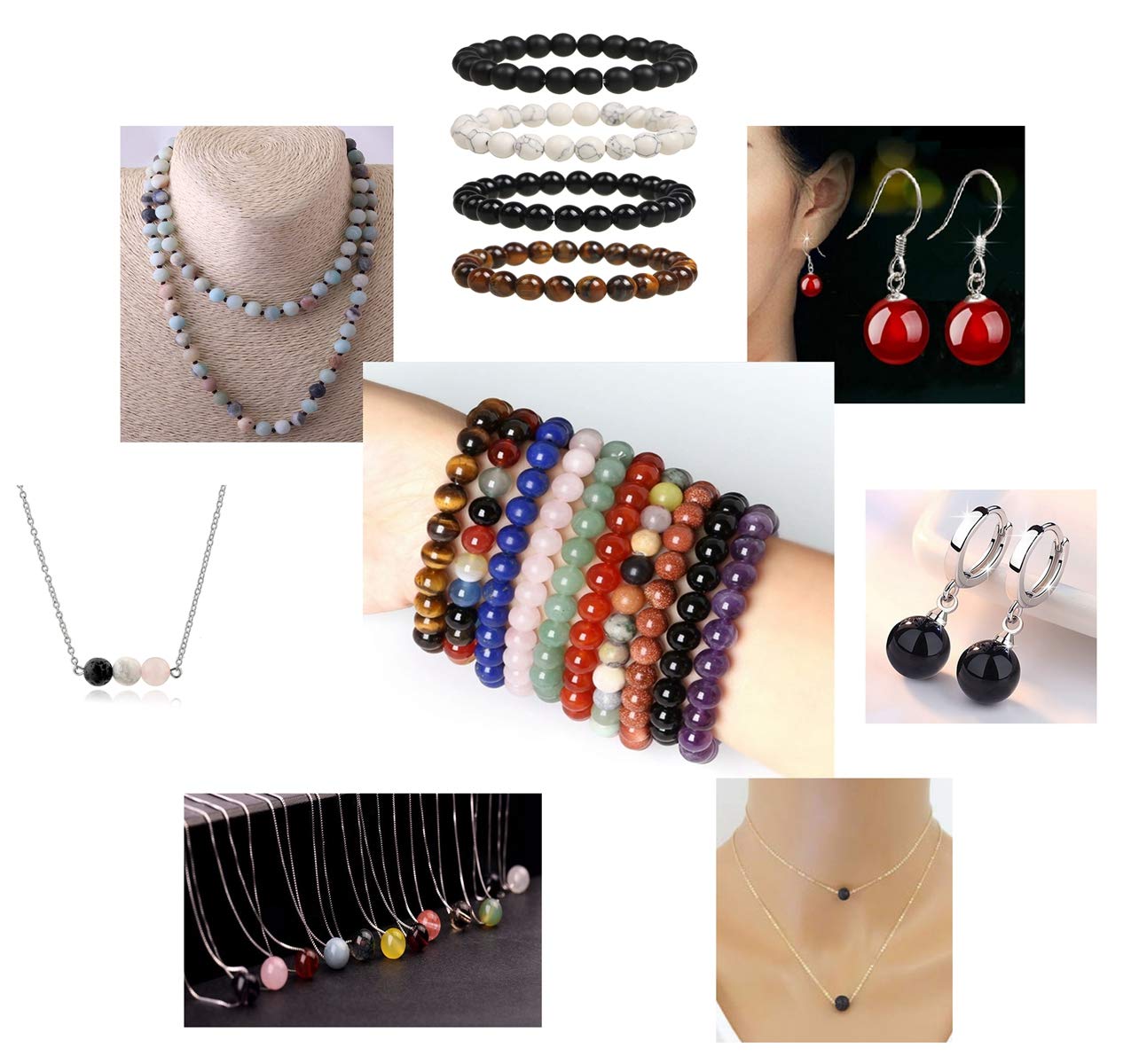 Natural Stone Beads 100pcs Round Genuine Real Stone Beading Loose Gemstones Hole Size 1mm DIY Smooth Bead for Bracelet Necklace Earrings Jewelry Making (Red Aventurine, 8mm)