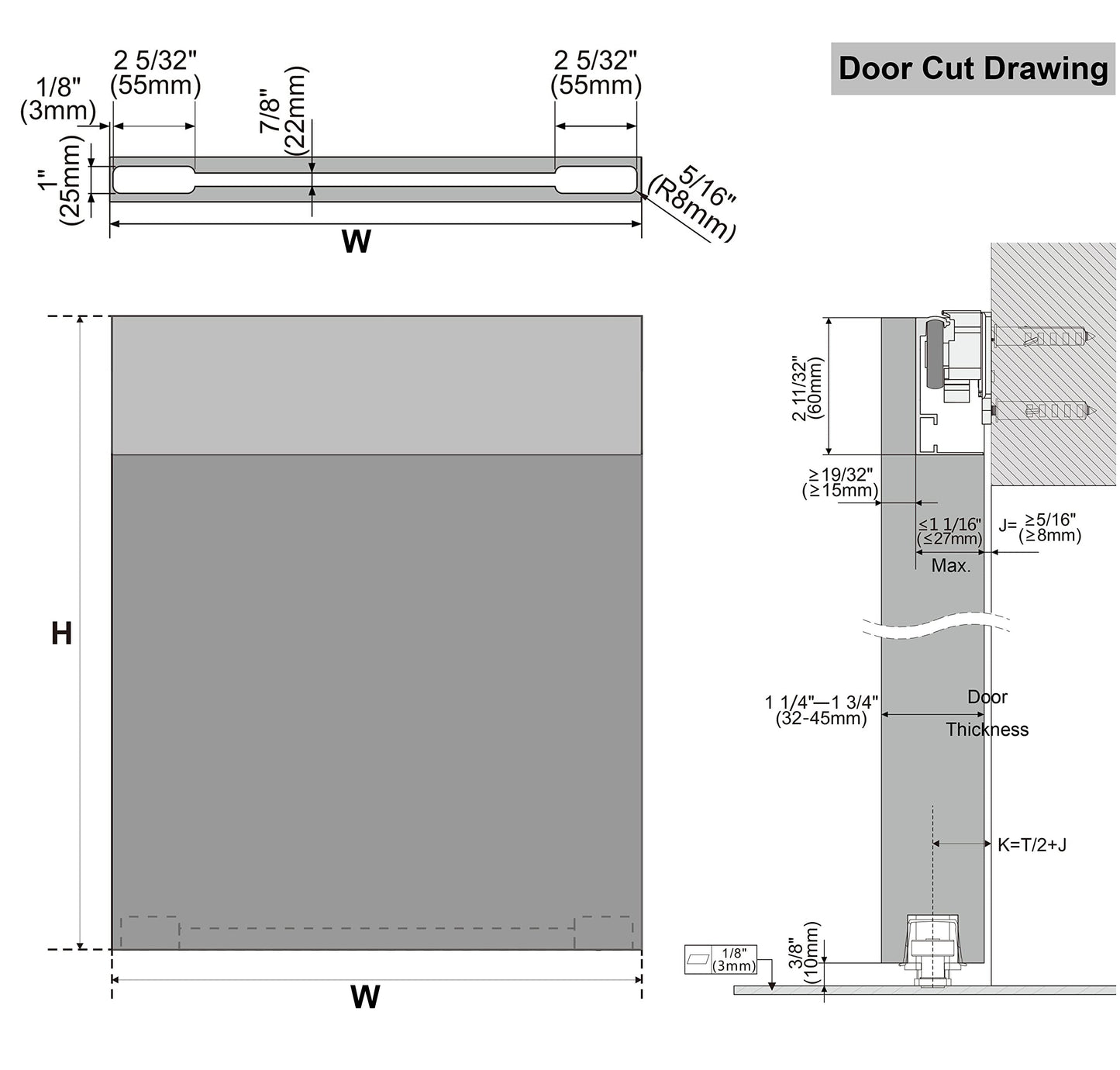 DIYHD 42" Concealed Sliding Barn Door Hardware with Soft Close Mechanism,No Floor Track,Fit Openning Width 34"~38"