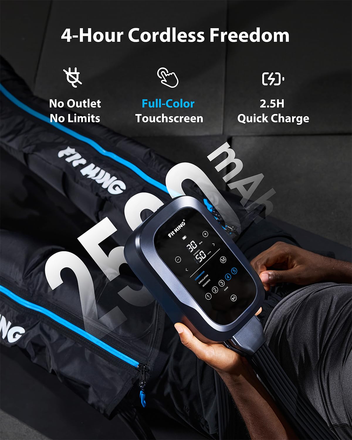 FIT KING Upgraded Leg Massager Recovery Boots, Professional Air Compression Recovery System for Circulation & Athlete-Level Fast Recovery, Cordless Rechargeable Compression Boots (Medium)