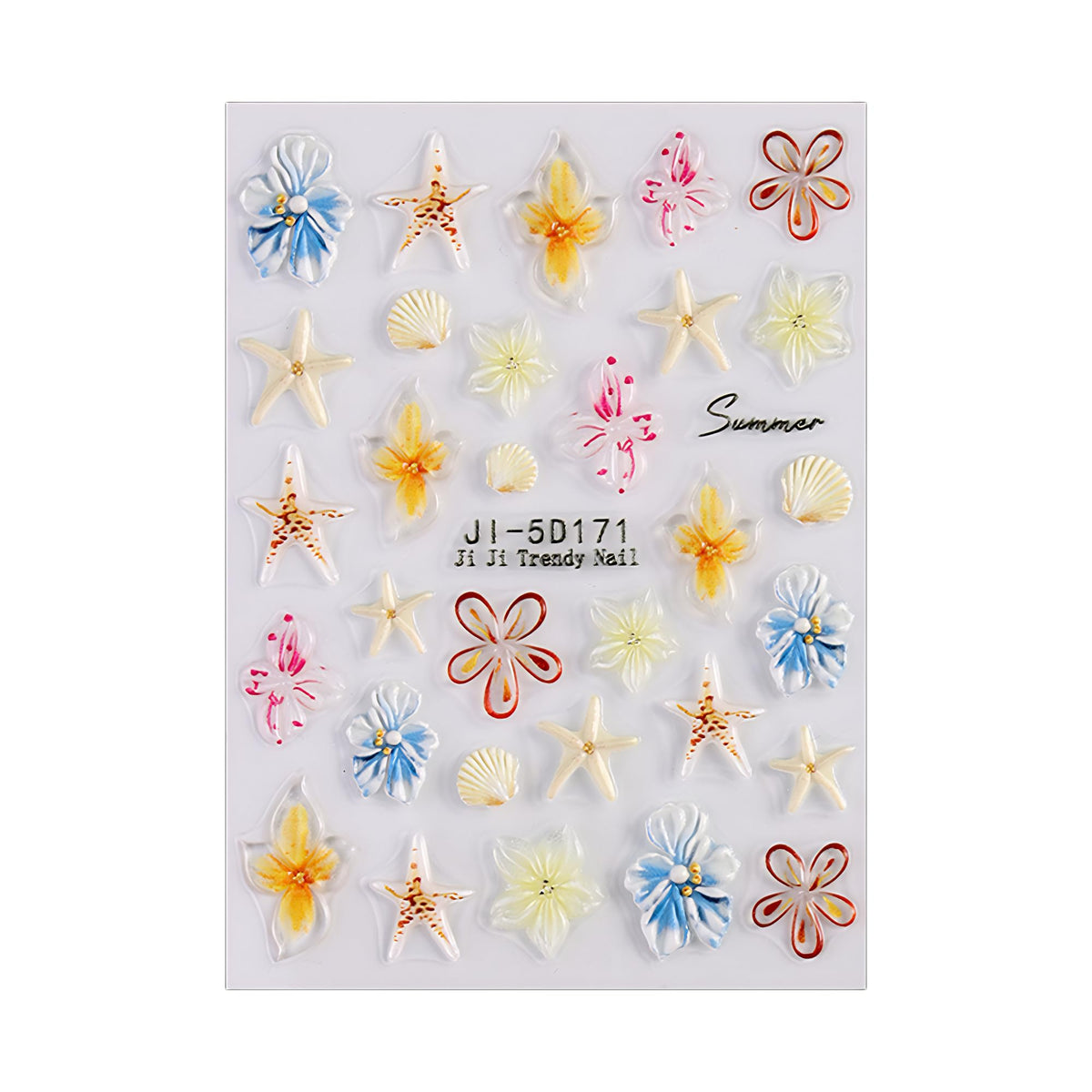 SIMAYKUWA Summer Ocean Nail Stickers | 3D/5D Ice Flower Press-on Designs | Waterproof Nail Art for Beach & Pool Parties | European & American Styles A Set of 3 Sheets
