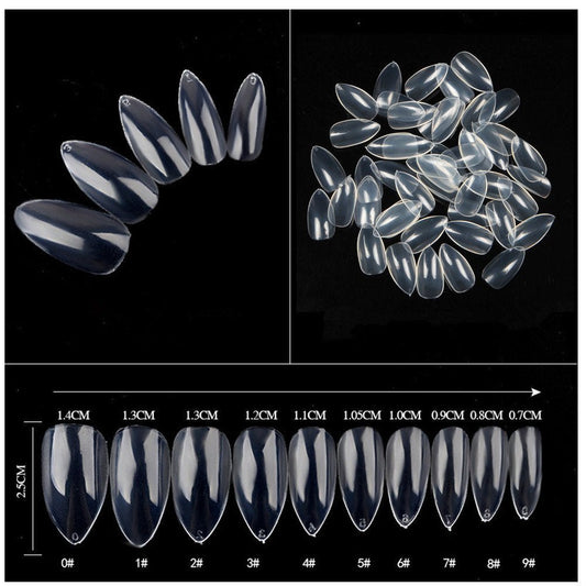 Yimart 500pcs/pack Stiletto False Nails Clear Oval Sharp Full Nail Tips ABS Acrylic UV Gel Full Cover Nail Art Tips Decoration Nails Salon (Clear)