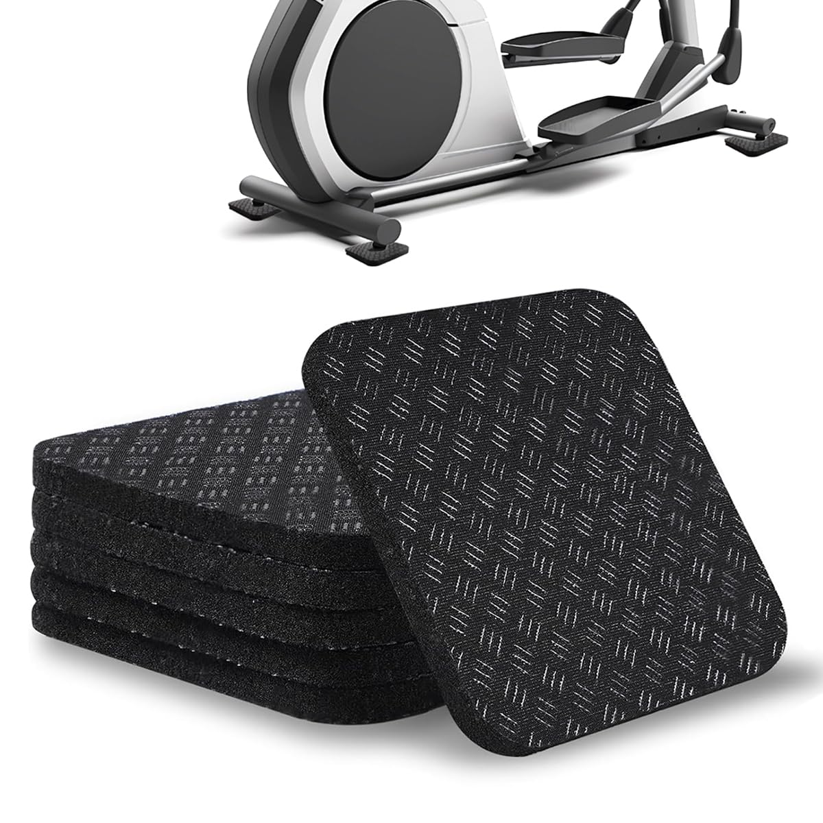 LOOEEL 6PCS Treadmill Mats,High Density Equipment Pads 4 x 4 x 0.2 inch Double-Sided Non-Slip Exercise Equipment Mat for Floor Protection,Washing Machine Pads,Walking Pad,Exercise Bike,Home Gym etc.