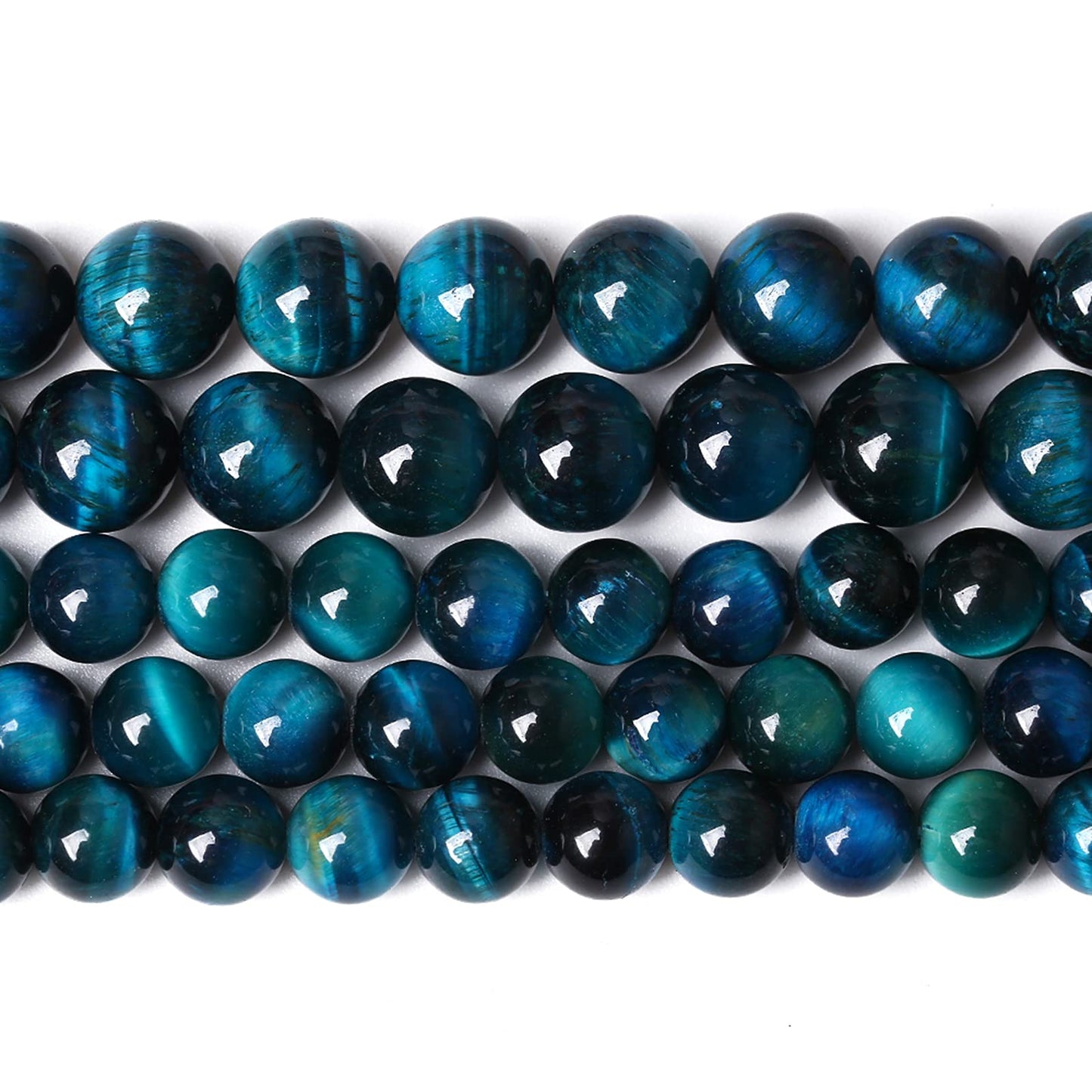 Blue Tiger Eye Gemstone Loose Beads Natural Round Loose Stone Beads for Jewelry Making DIY Bracelet Necklace Earrings 8mm 48pcs 1 Strand 15" (Blue Tiger Eye, 8mm)