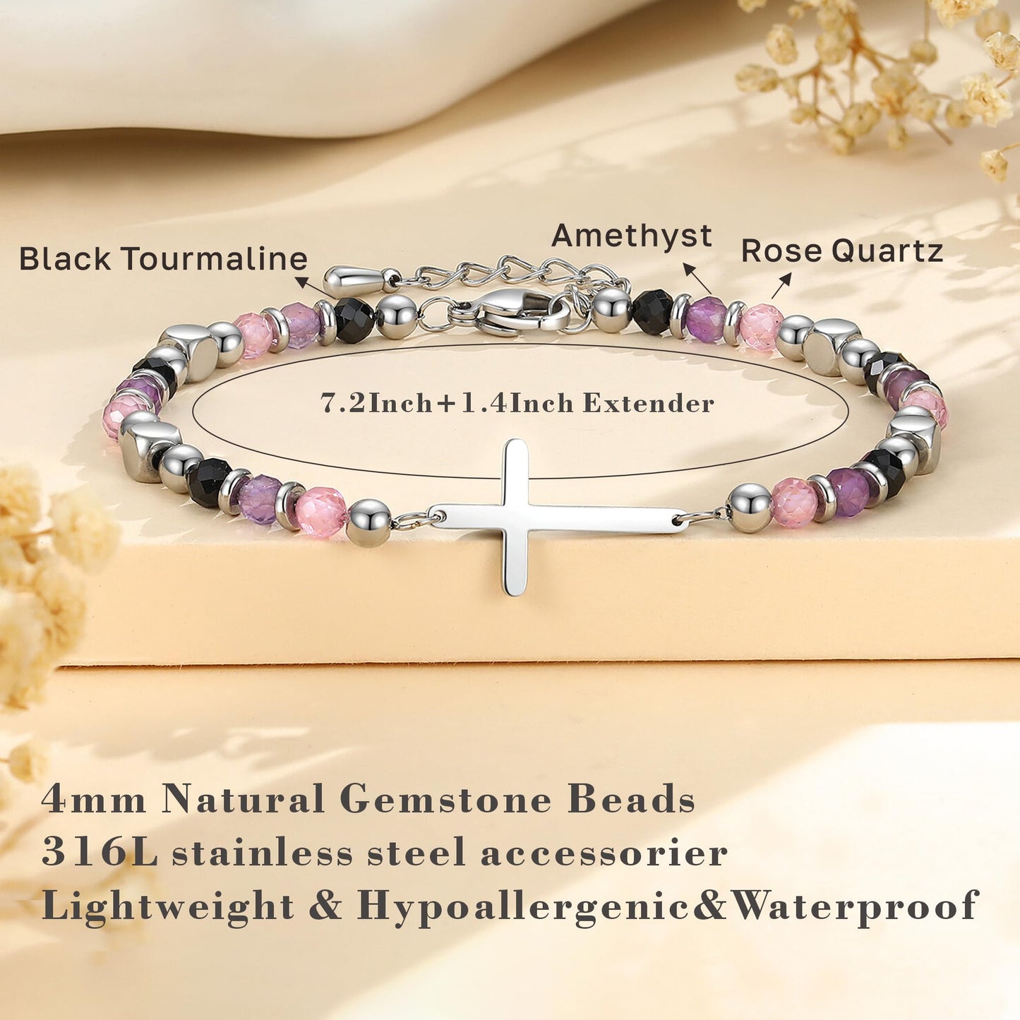 70th Birthday Gifts for Women, 70th Birthday Decorations, Dainty Christian Cross Bracelet – Adjustable Anxiety Relief Friendship Jewelry for Friend, Sister, Mom