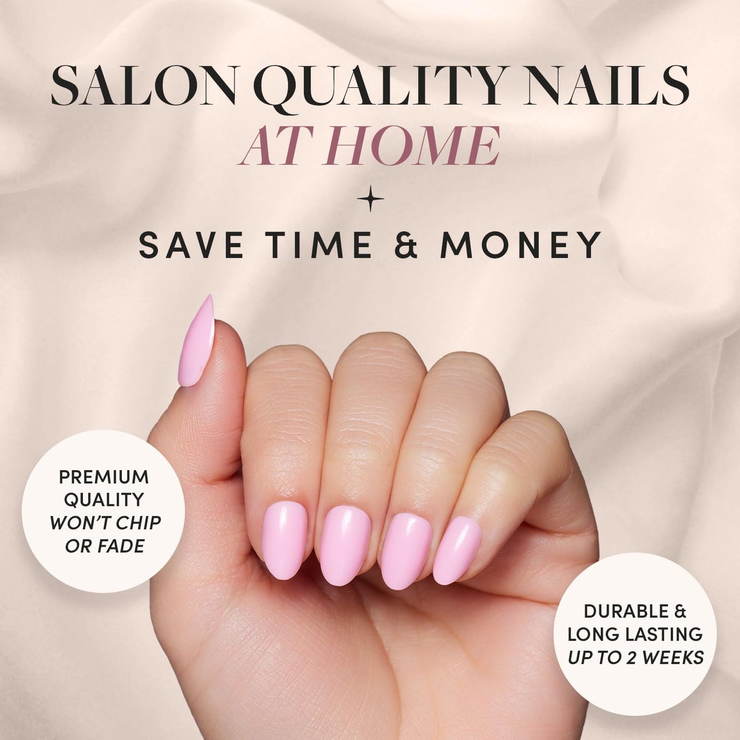 Glamnetic Press-On Nails Bundle - Dusty Pink, Los Angeles & Think Pink | Medium Square Fake Nails, Sheer Mauve Neutral | Blush Nude Pink Short Almond False Nails with a Glazed Finish | Light Pastel Pi
