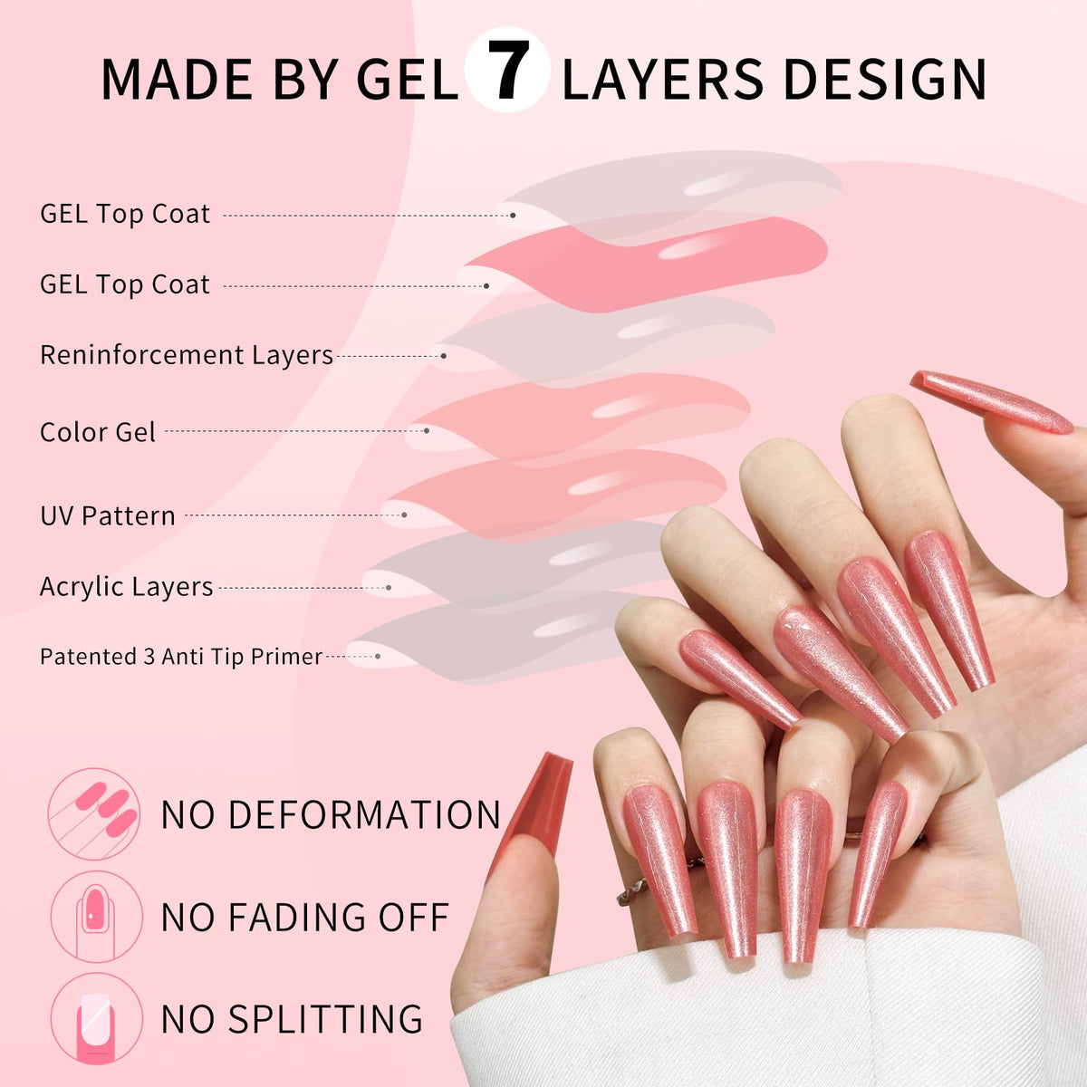 Red Cat Eyes Press On Nails,12 Sizes - 24 Pcs Soft Gel Red Long Coffin Fake Nails Kit with Nail Glue, Natural Reusable Stick On False Nails for Women and Girls SK1054
