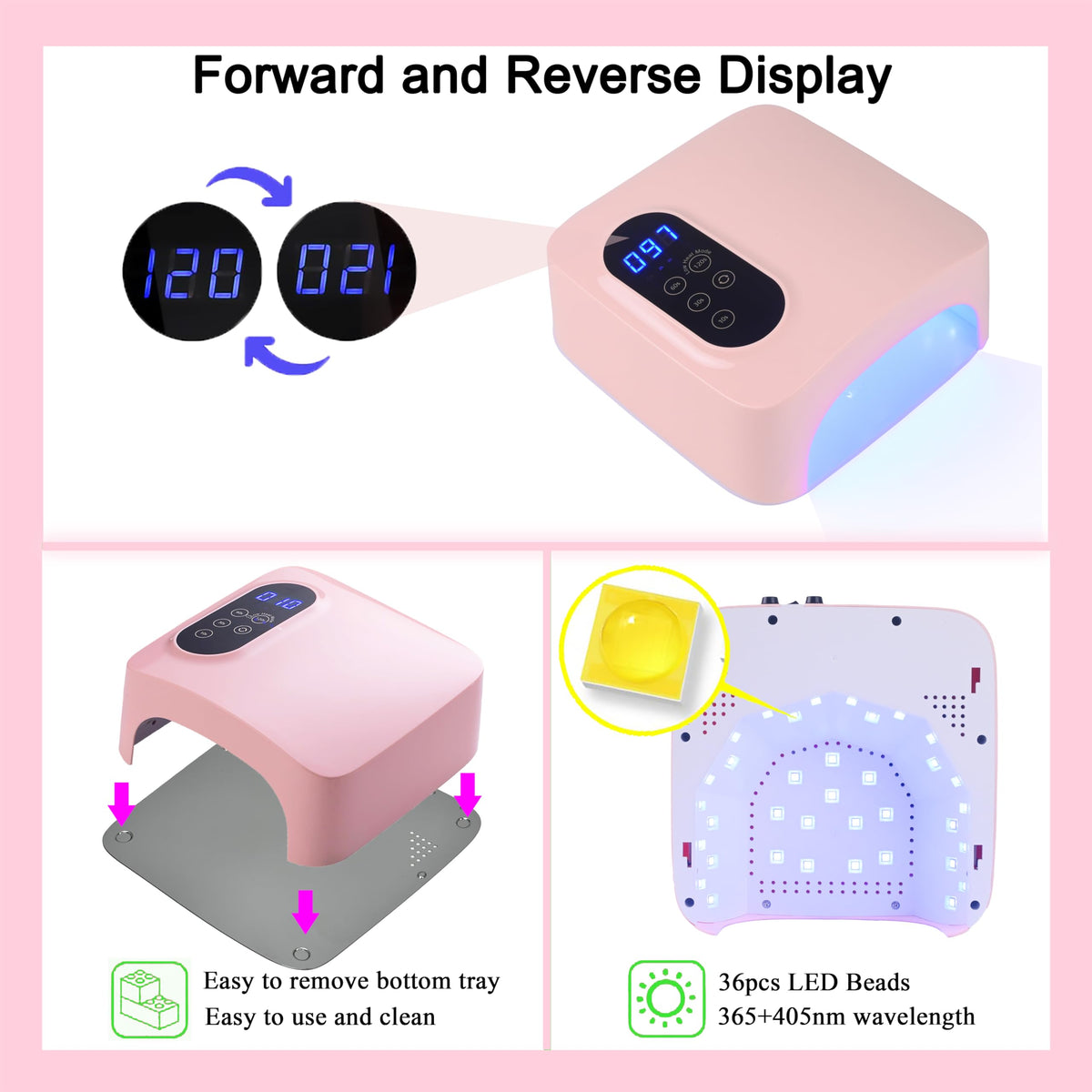 PASSHA 72W Cordless LED Nail Lamp, Rechargeable UV Nail Dryer for Gel Polish, Portable Manicure Light with 4 Timers, LCD Display, 36 LED Beads