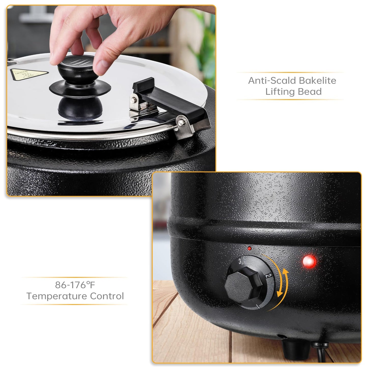 Takywep Commercial Soup Warmer - 10.5 Quart Capacity, Precise Temperature Control, Ideal for Restaurants and Large Family Gatherings (Black)
