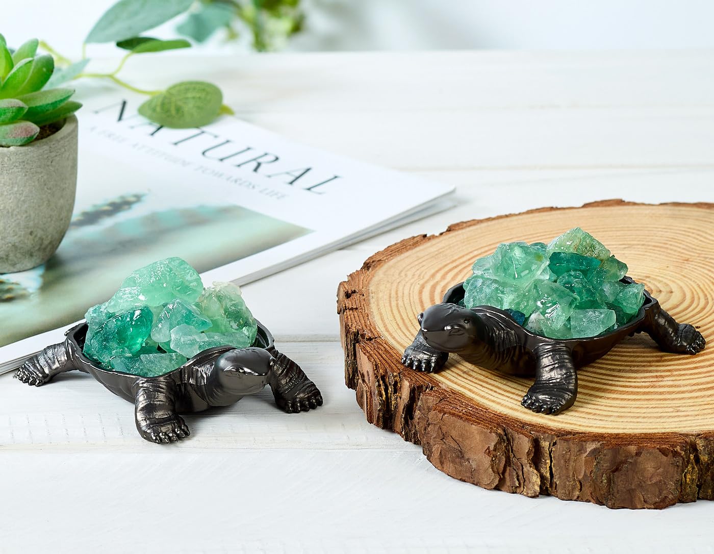 DUQGUHO Turtle Decor Figurines Turtles Gifts for Women Fluorite Crystal Cute Turtle Statue Decorations Sea Turtles Gifts