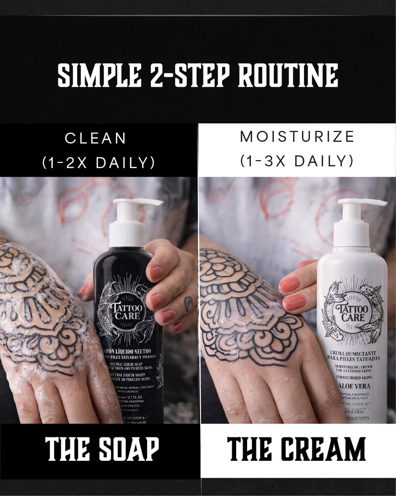 Tattoo Care Tattoo Aftercare Kit - Cream and Soap for Healing, Protecting and Brightening New and Old Tattoos - Cruelty-Free (KIT 6.7 fl OZ each)