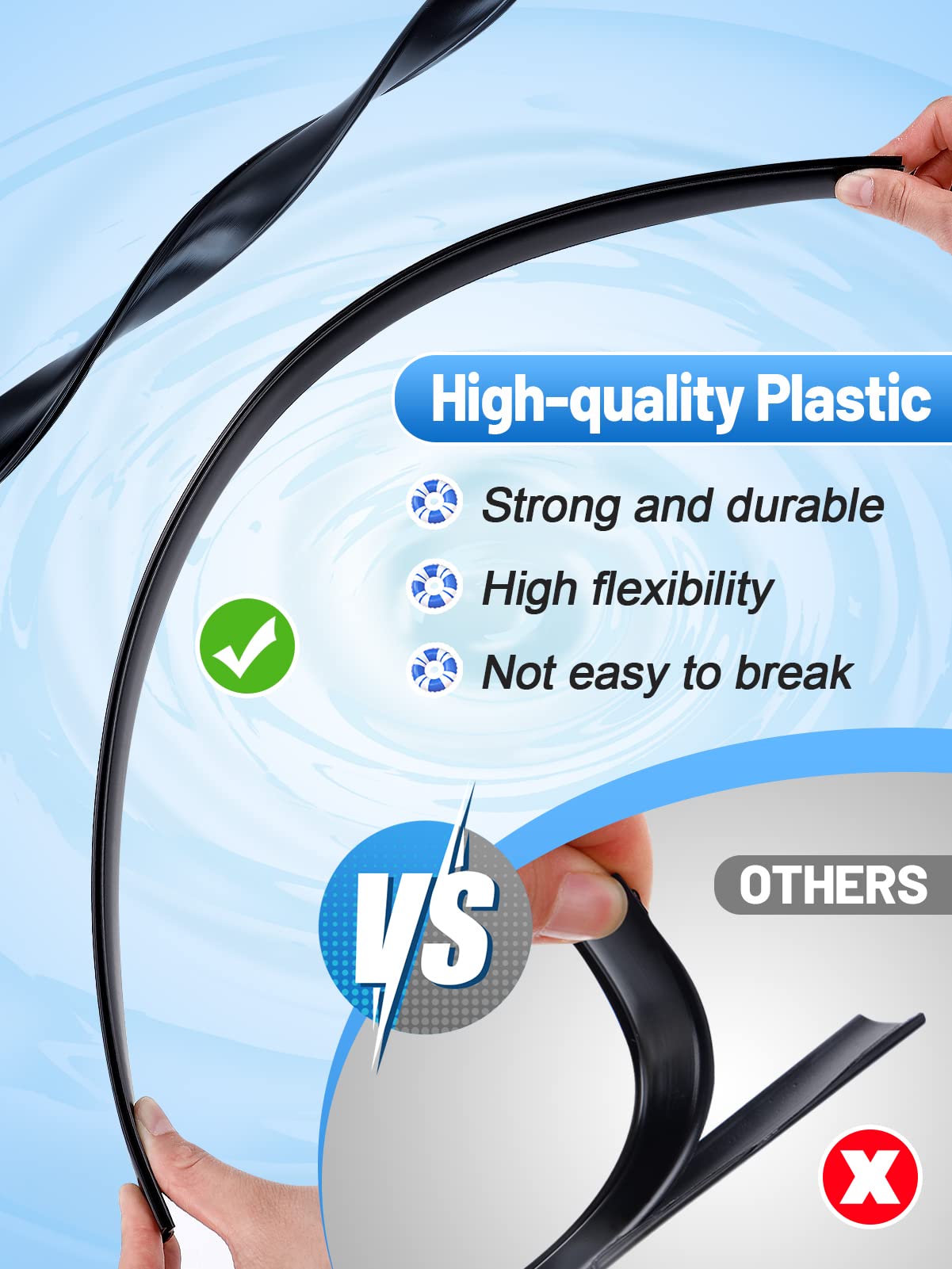 Biggun 24" Extra-Long Coping Strips for Overlap Above Ground Pool Liners - Easy to Install Swimming Pools Liner Lock Clip Replacement for 18ft/21ft Round or 12 * 24ft Oval Pool(Qty 33)