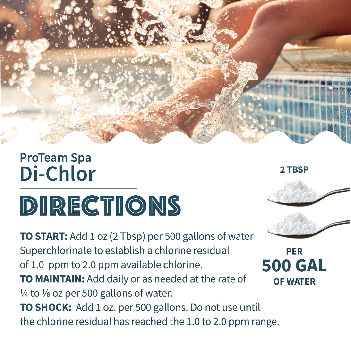 ProTeam Spa Di-Chlor - Hot Tub Chlorine for Hot Tubs and Spa Sanitizer for Hot Tub with SplashWiz Hot Tub Chemicals Care Guide - Made in USA (4 lb)