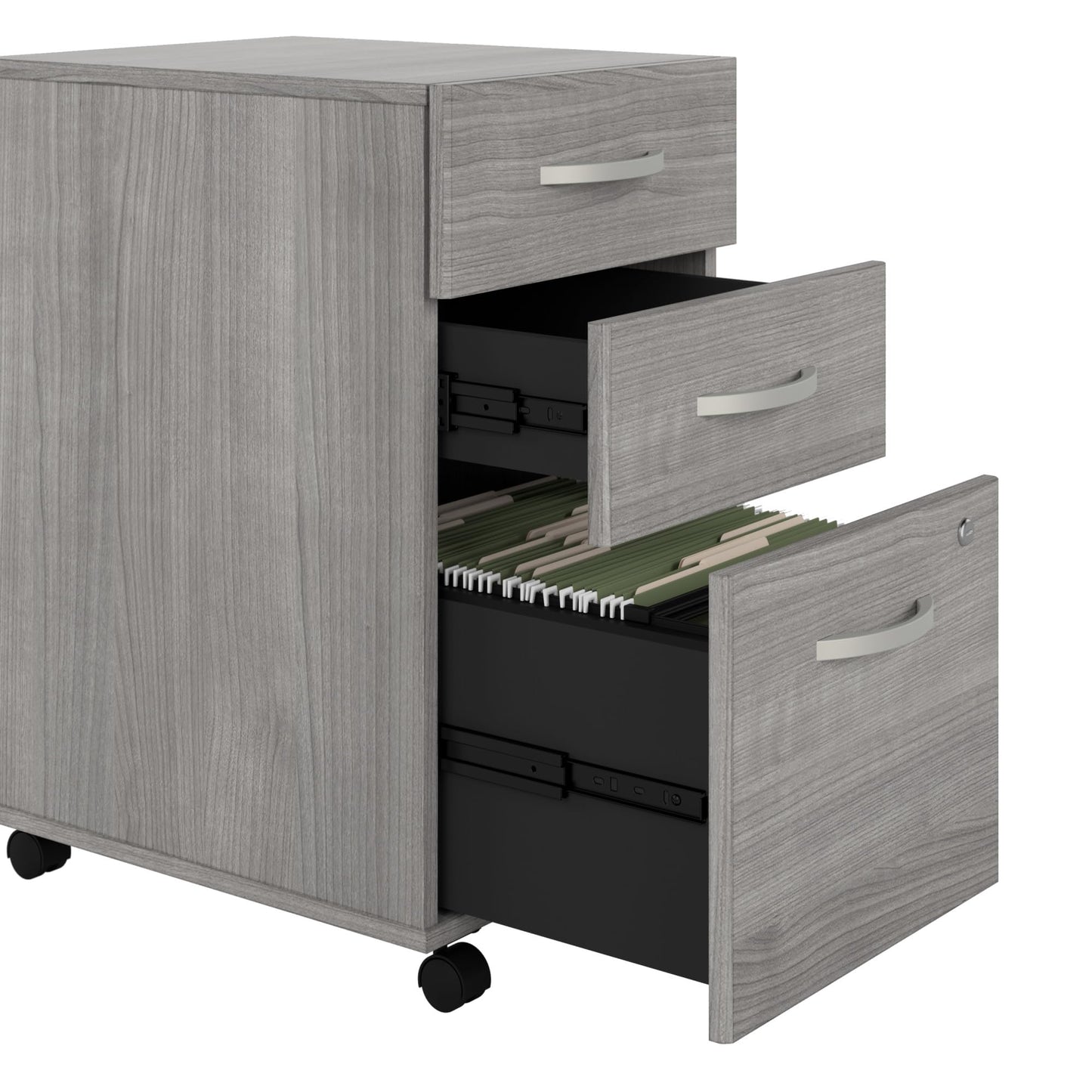 Bush Business Furniture Echo 3 Drawer Mobile File Cabinet in Gray Sand, Portable Document Storage Solution for Home and Professional Office