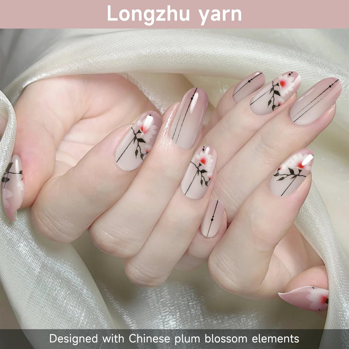 DUKASOU Semi Cured Gel Nail Strips, Longzhu Yarn | 28 pcs Gel Nail Strips Work with Any UV Lamp, Salon Quality UV Nails Stickers, Easy to Apply for Home Nails DIY
