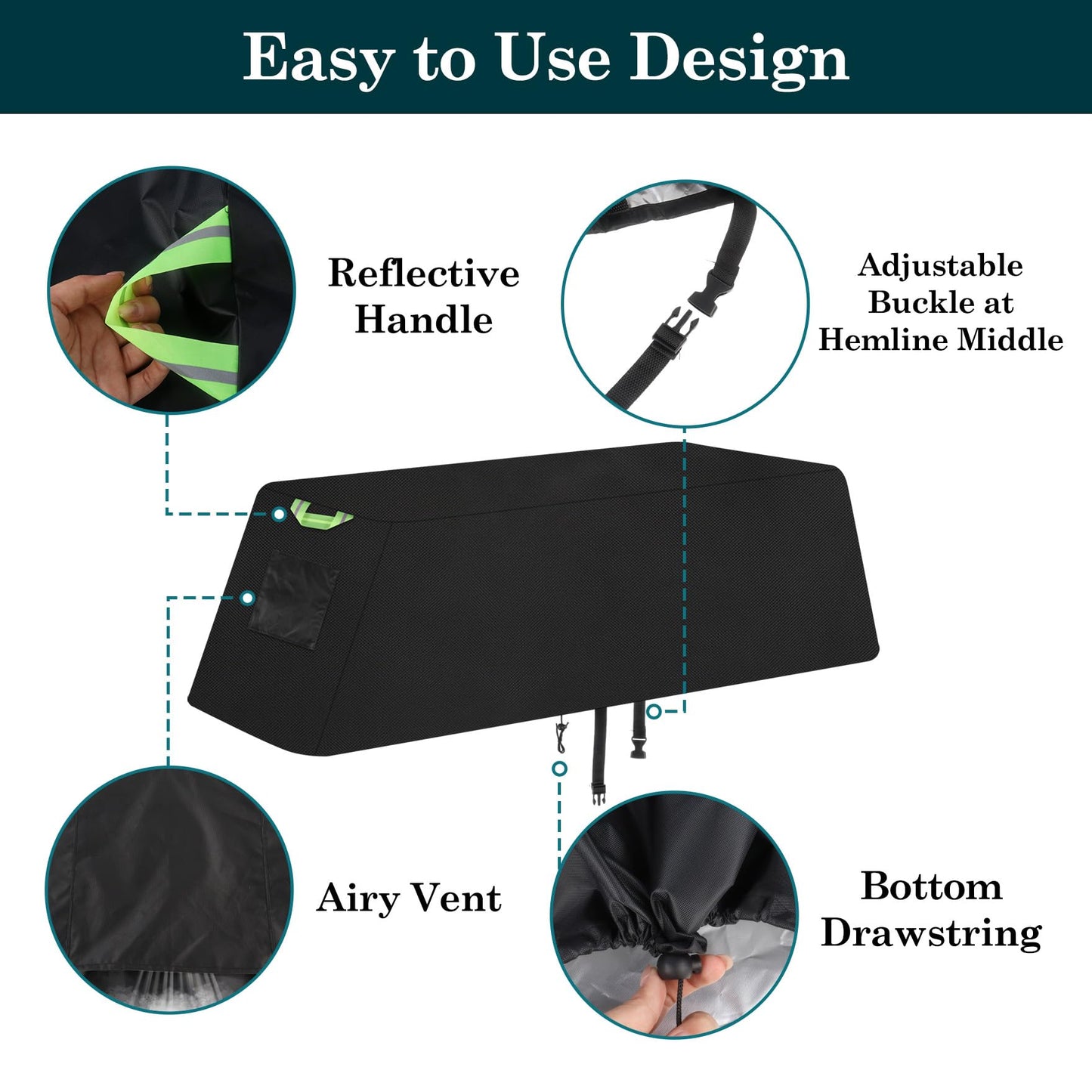 Klmnop Weight Bench Cover, Waterproof 420D Oxford Exercise Workout Bench Cover for Sit-up Board Flat Lifting Benches, Windproof with Drawstring & Fluorescent Handles, 51"x24""x18""(Black)"