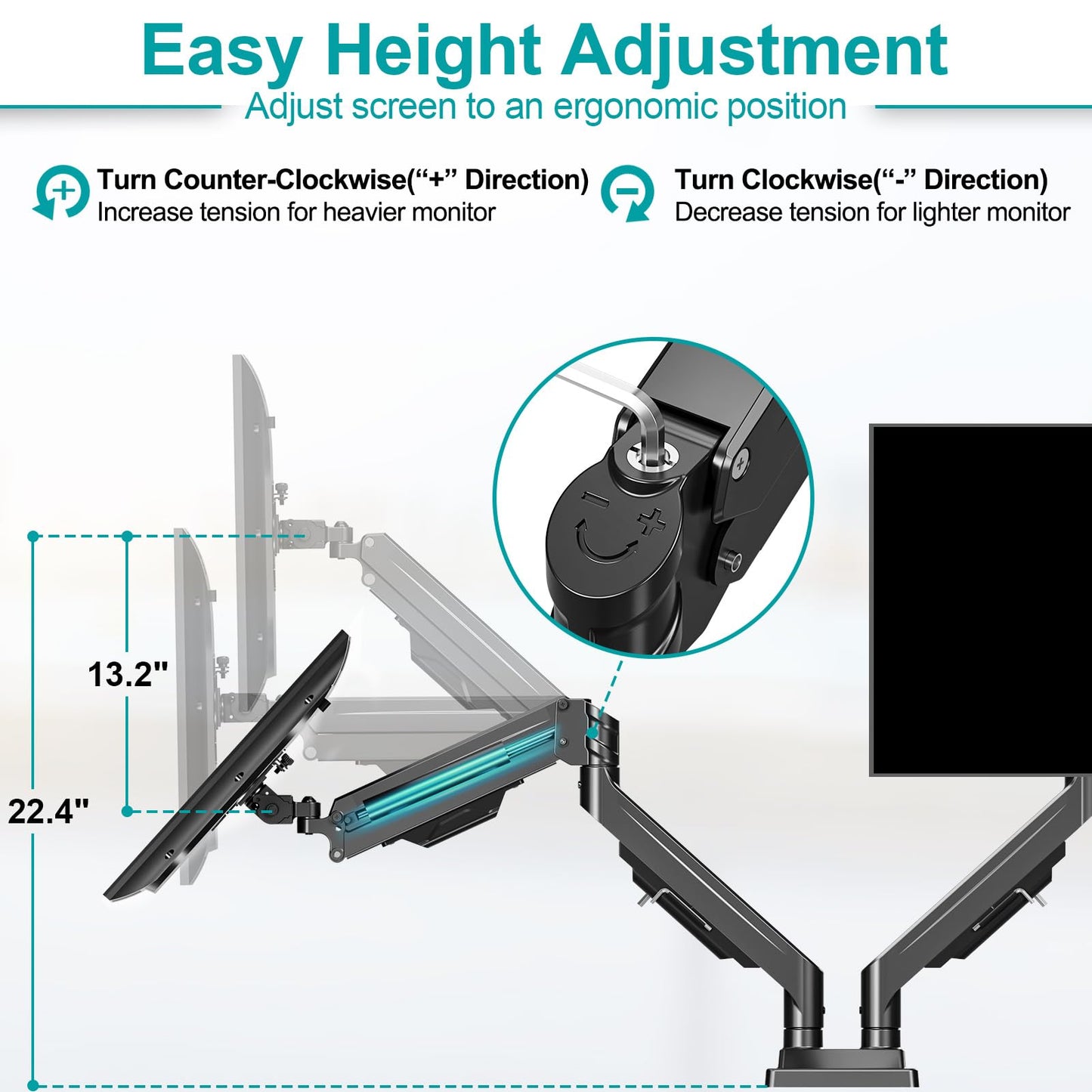 MOUNT PRO Dual Monitor Stand for Two Screens up to 43 Inch, Heavy Duty Ultrawide Double Monitor Arm Holds up to 33lbs Each, Premium Adjustable Computer Monitor Mount for 2 Monitors, VESA Desk Mount