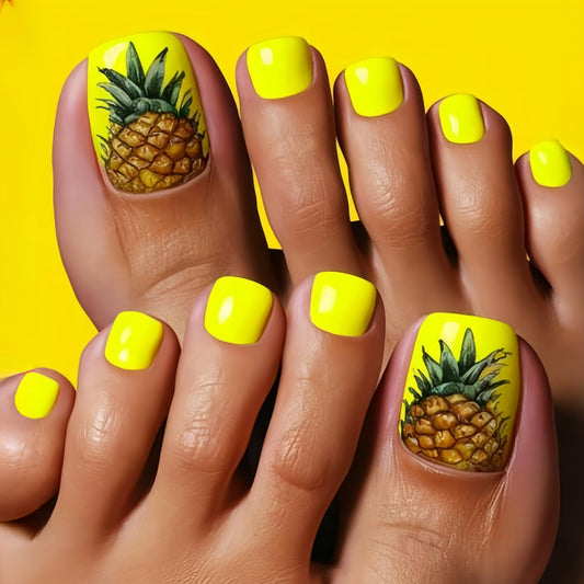FIEONCIY Press on Toenails with Designs Acrylic Fake Nails for Toe Artificial False Nails with Charms Glue on Toe Nails for Spring Summer Stick on Toenails for Women Girls(Y598)