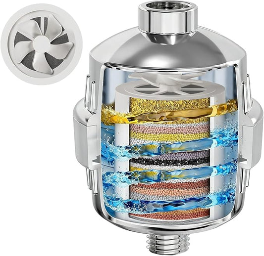 25-Stage Shower Filter with Enhanced KDF, Reduces Scale Buildup, Revitalizes Hair, Skin & Nails. Softens Hard Water, Removes 99% Lead, Chlorine, Fluoride & Harmful Chemicals. High-Output Flow, Chrome
