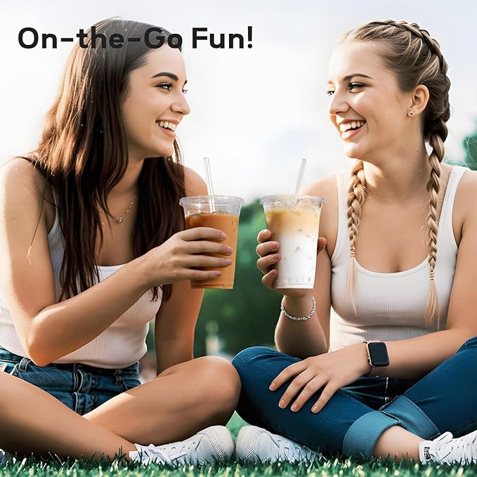 AOZITA 20 oz Plastic Cups with Lids and Straws, 50 Pack, Disposable Iced Coffee Cups with Lids for Cold Drinks, Iced Tea, Milkshakes, Smoothies - Durable & BPA Free