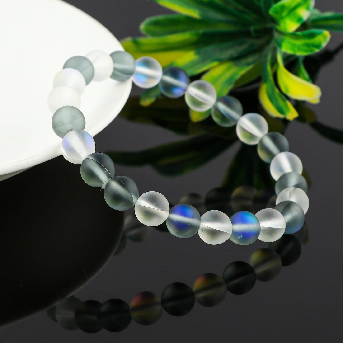 CRYSTALINES Multi Aura Quartz Gemstones Beads Stretchable Bracelet for Men Women | Handmade Jewelry | Chakra - Healing - Yoga - Spiritual - Protection | Birthday | Unisex | Stretch Bracelets