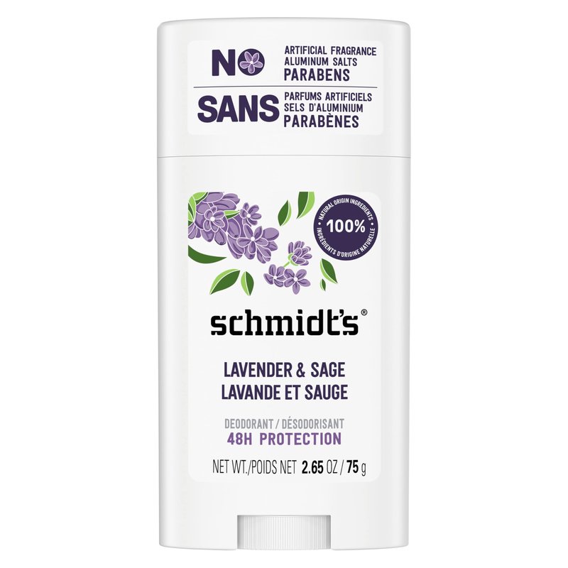 Schmidt's Aluminum-Free Vegan Deodorant Lavender & Sage with 24 Hour Odor Protection, for Women and Men, Natural Ingredients, Cruelty-Free, 2.65 oz