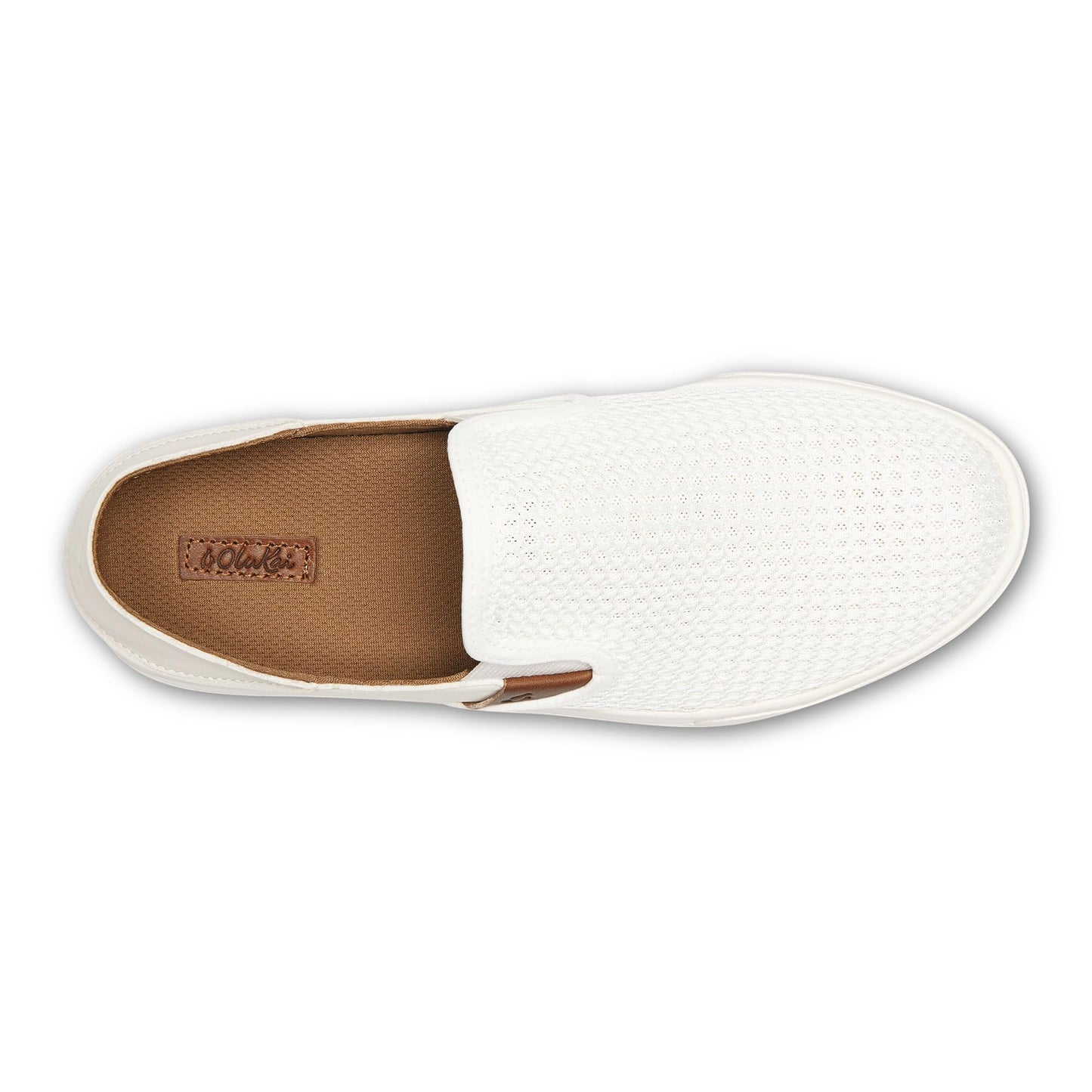 OLUKAI Pehuea Women's Slip On Sneakers, Casual Everyday Shoes with Easy On & Off Design, Breathable Mesh & Drop-in Heel, All-Day Comfort & Support, Bright White/Bright White, 5