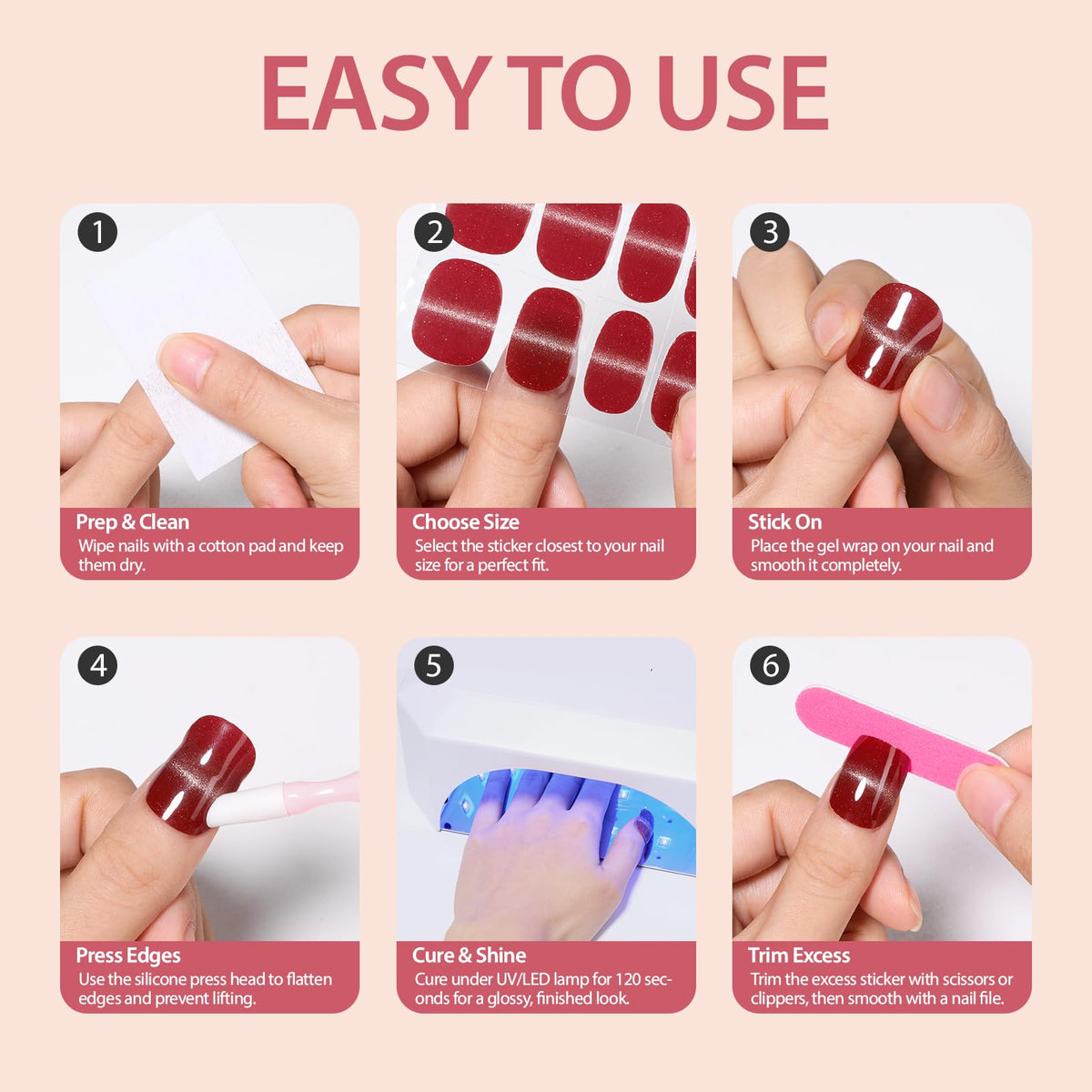 Makartt Semi Cured Gel Nail Strips Kit 2 Packs – Real Gel, Hema & TPO Free, 16 Sizes Anti-Lift Design, UV Required, Long Wear, Dual-Ended Tool & Prep Kit (Nude Fine Glitter)