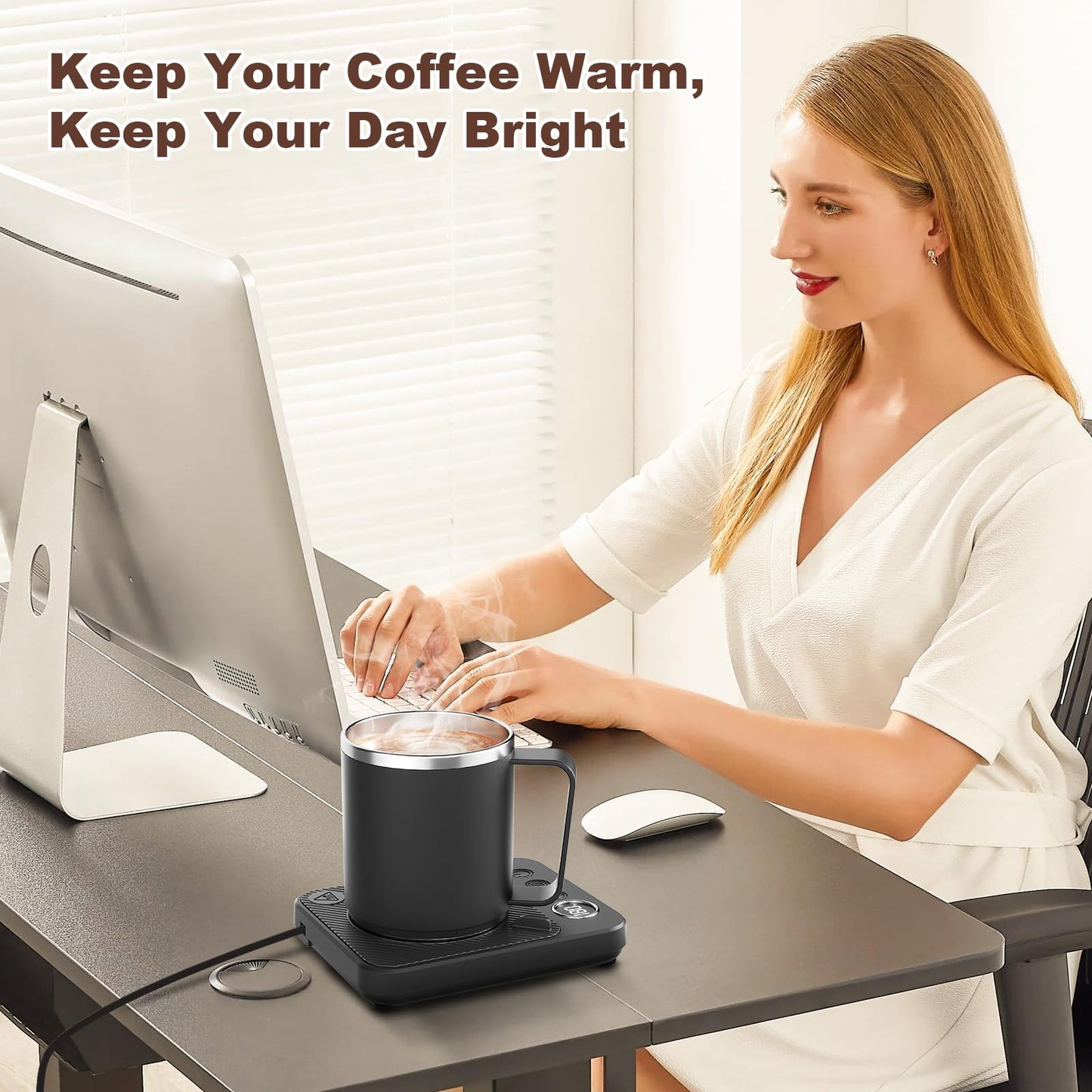Coffee Mug Warmer & Mug Set for Desk, Electric 36W Coffee Cup Warmer with Auto Shut Off/Timer, Smart Coffee Mug Heater with 16oz Cup for Home/Office, Heated Coffee Cup Gifts for Coffee Lovers,Black
