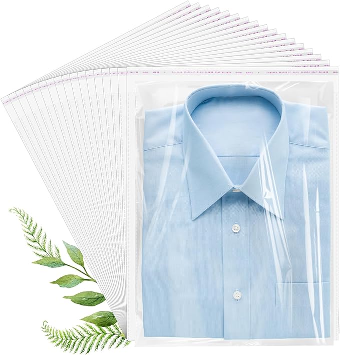 Cellophane Bags, 70 Pcs Resealable Clear Poly Bags for Clothes, Shirt Bag, Decorative Wrappers, Party Favors & Artwork(9x12)