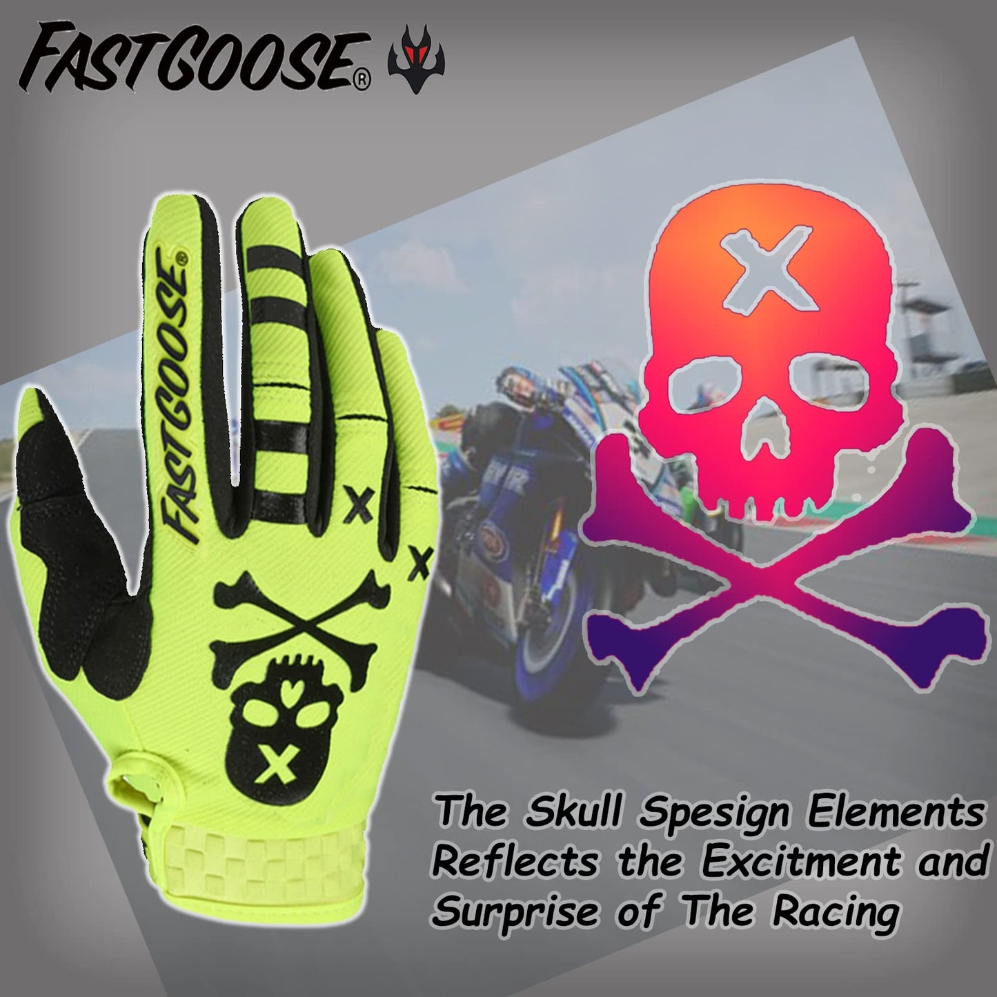 FASTGOOSE Dirt Bike Motorcycle Gloves - Motocross, Motorbike & ATV Off Road Racing Sports Cycling Glove