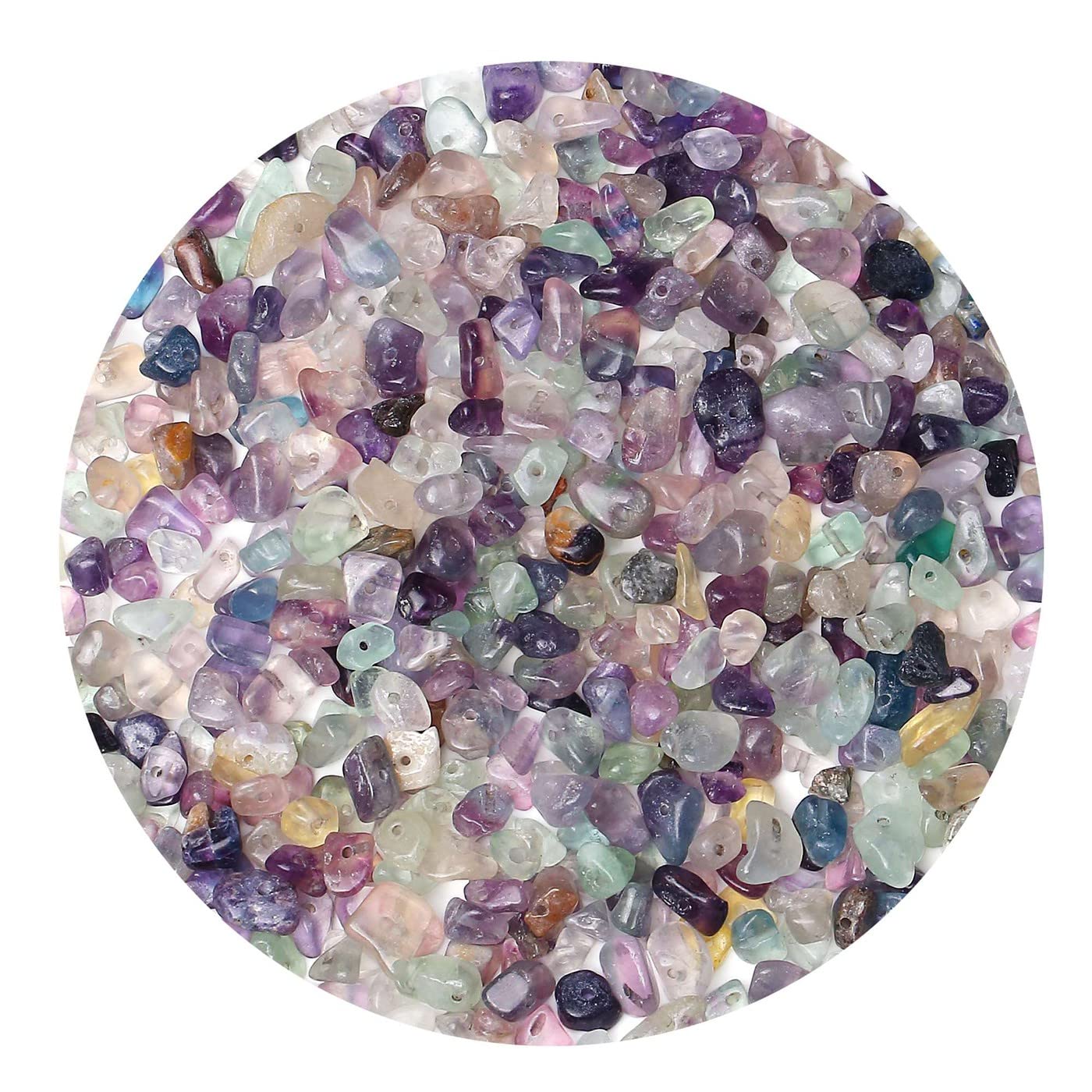 LAIDANLA Fluorite 400pcs Natural Chip Stone Beads 5-8mm Healing Crystal Irregular Gemstones Drilled DIY Loose Rocks Bead Crystal for Bracelet Earrings Necklace Jewelry Making Crafting