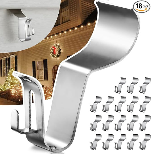 (18 Pack) Vinyl Siding Light Clips, Siding Hooks for Outdoor String Lights No Hole No Wall Damage, Siding Garland Hanger for Door Frame Outside, Christmas Easter Wreath Decor