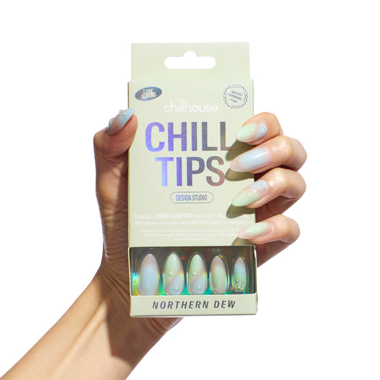 Chillhouse - Chill Tips, Press on Nails Kit - Northern Dew (Almond) - 30 Nail Shapes & Sizes - Up to 2 Weeks of Wear - Customizable Fit - Reusable - Latina Founded & Women Owned - Beauty & Self Care