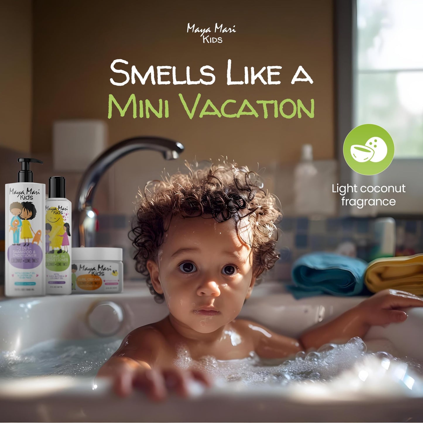 Kids Curly Hair Gift Set | 2-in-1 Kids Shampoo & Conditioner, Curl Cream, & Leave-In Conditioner | Shea Butter, Tear-Free, Frizz Control, & Sulfate-Free, 32 Fl Oz