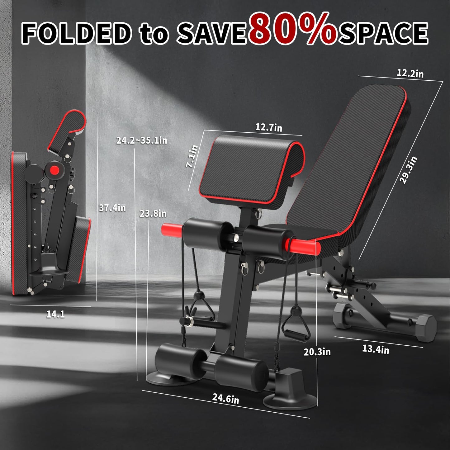 Adjustable Weight Bench - Utility workout Benches for Exercise, Free Installation Design for Portable Fitness Strength Training Equipment at Home Gym