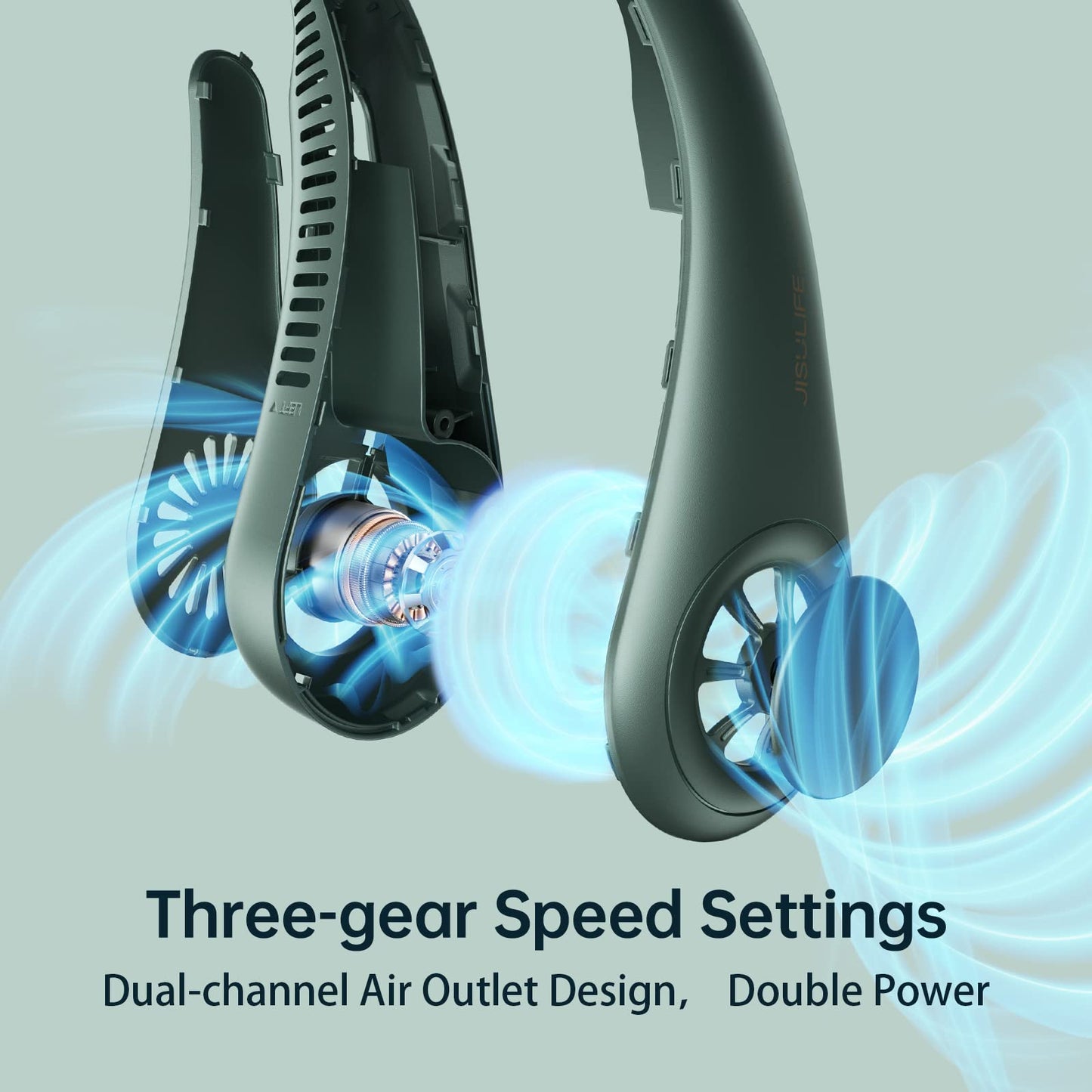 JISULIFE Portable Neck Fan, Handheld Turbo Fan 100 Speeds Adjustable