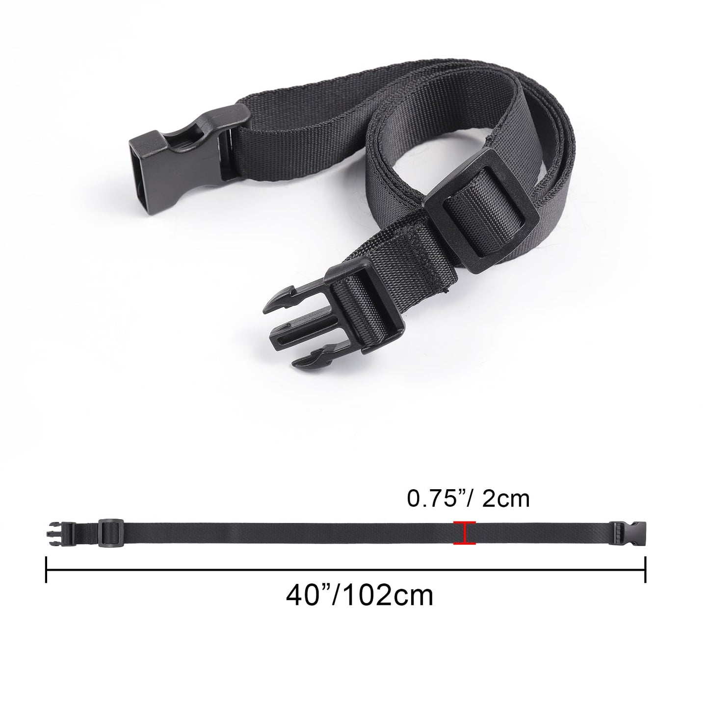 Vigorport Utility Straps Quick Release Nylon Backpack Accessory Bag Strap,Adjustable for Hiking,Travel,Outdoor Sports-4 Pack (Black, 0.75" W-40 L)"