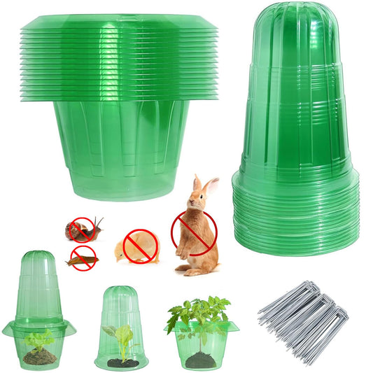 Slug Collars and Garden Cloches Set，Provides Effective Protection Against Snails for Your Salad Plants and Others Plants.(15 Pack)