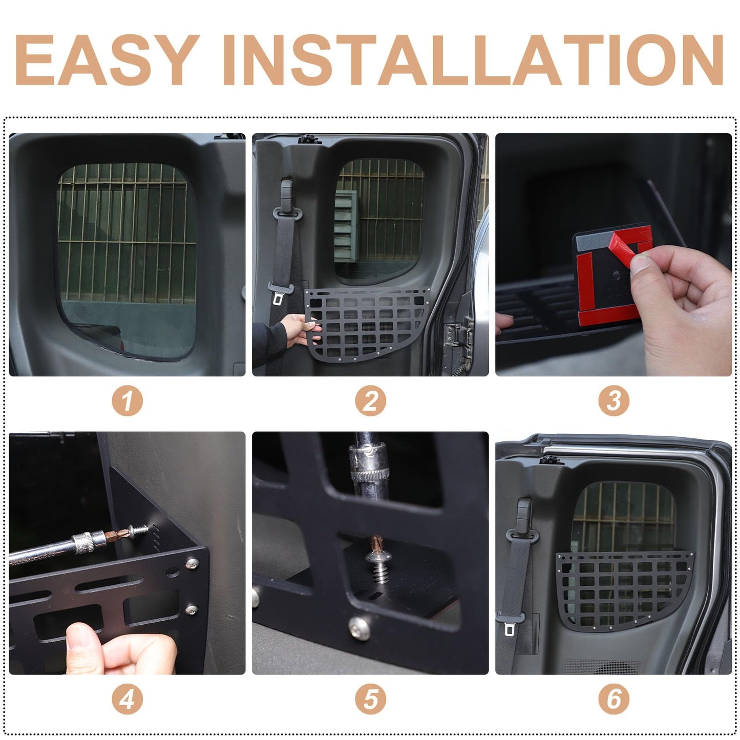 Rear Window Pockets Molle Storage Panel Compatible with Nissan Frontier 2009-2017, Trunk Modular Panel Organizer Basket Holder Carrier Car Interior Accessories(Only Fit for Rear Half Door Version)