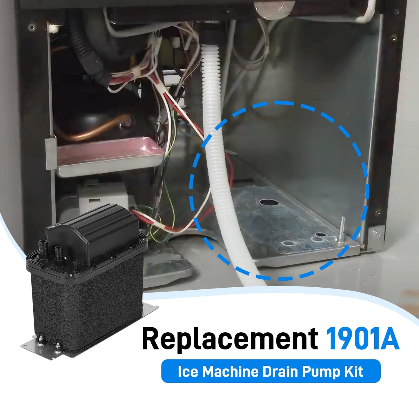 1901A Drain Pump Compatible with Whirlpool, Ice Machine Drain Pump Replaces 1901, 2185528, 2208534, 2310253, AH3650734, EA3650734, PS3650734 Compatible with Whirlpool 1901A Genuine OEM Drain Pump Kit