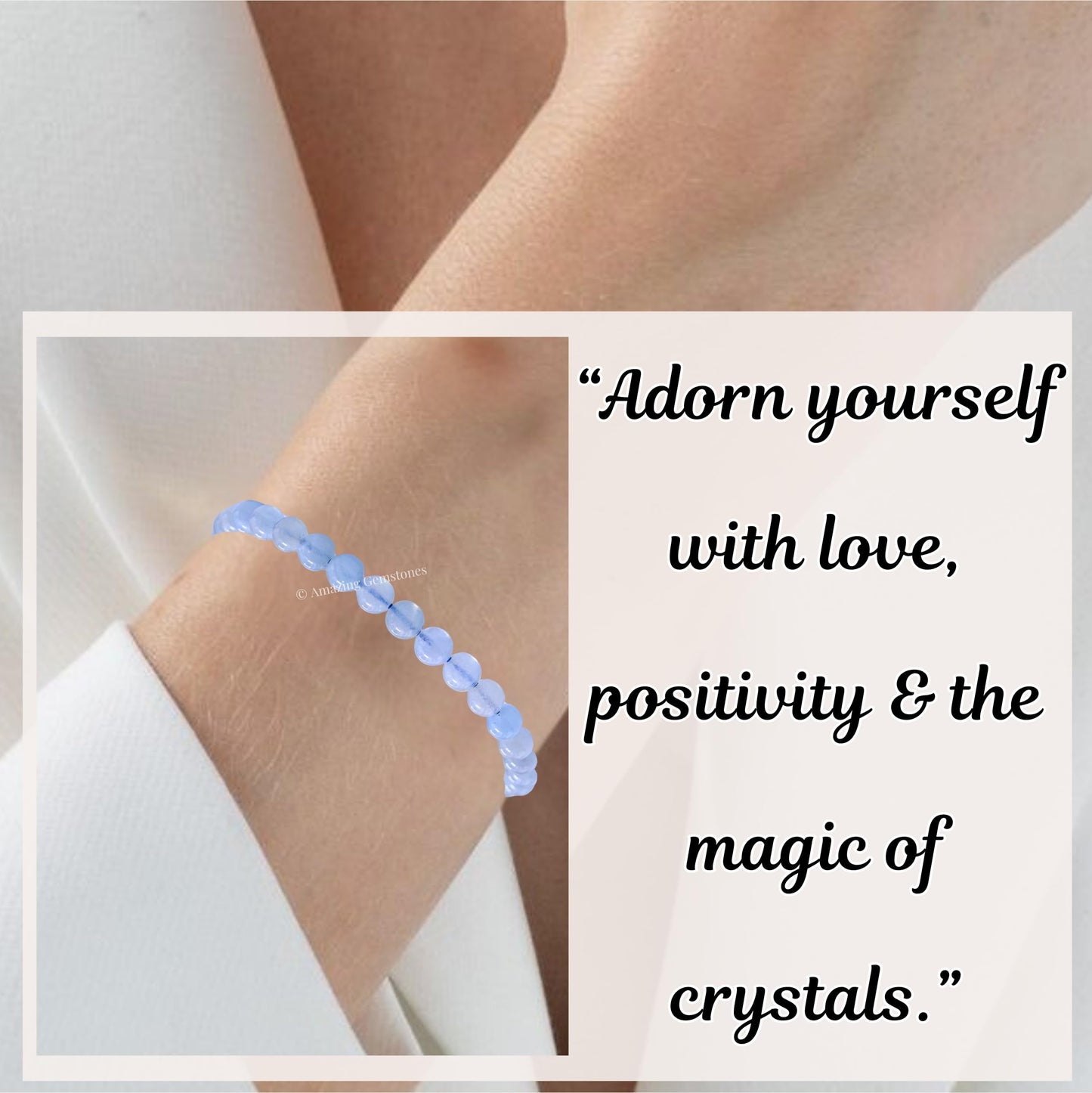 Amazing Gemstone Aquamarine Bracelet for Women Men's Gifts - Protection Healing Crystal Bracelet - 6mm Gemstone Beaded Adjustable Bracelet Pulseras Para Hombres Mujer Stocking Stuffers