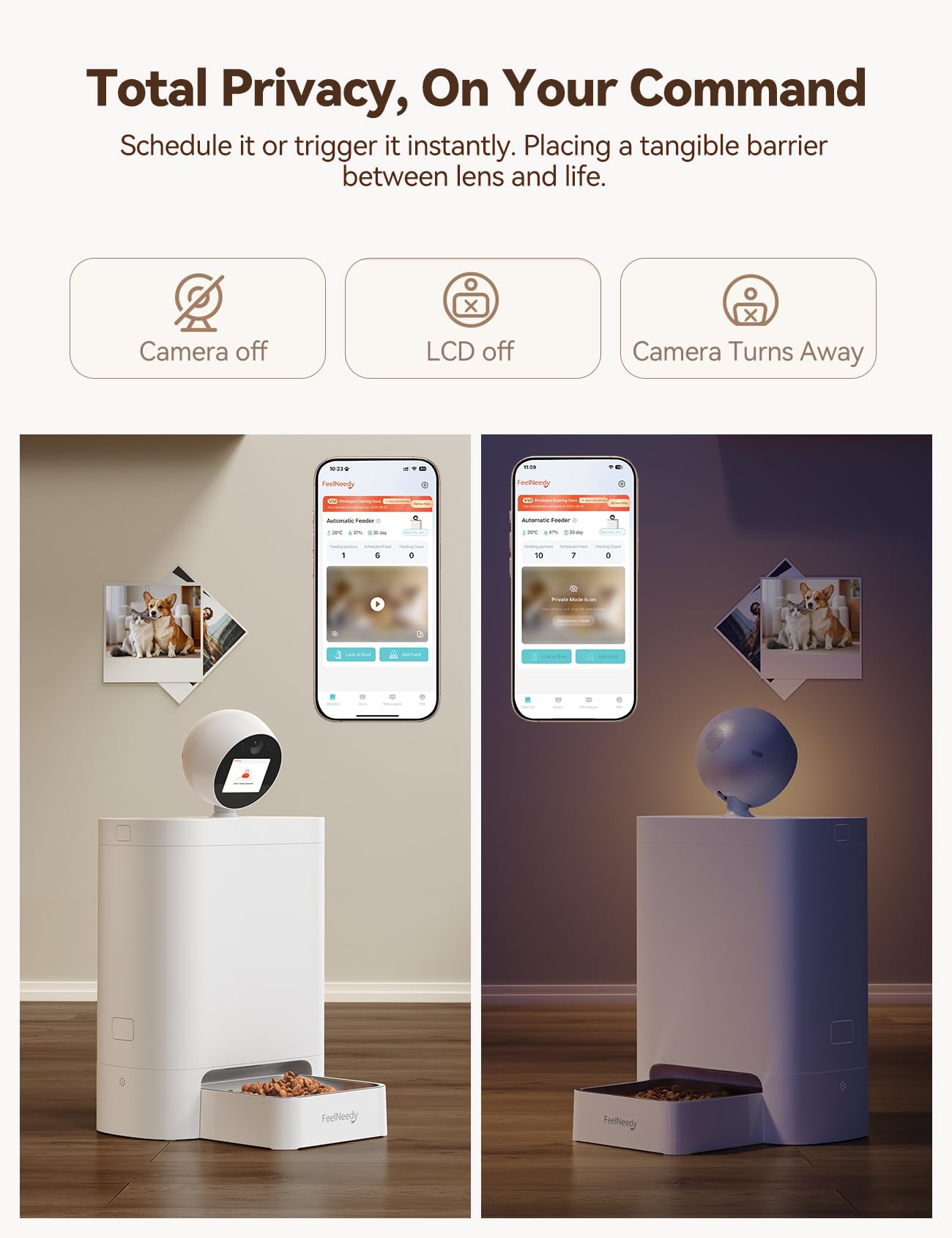 Automatic Cat Feeder with Camera 360°, 2K HD with Night Vision & 2-Way Audio Auto Dog Feeder, 2.4G/5G Smart Pet Feeder with Display & APP, 5.5L Video Recording Timed Food Dispenser for Cats/Dogs