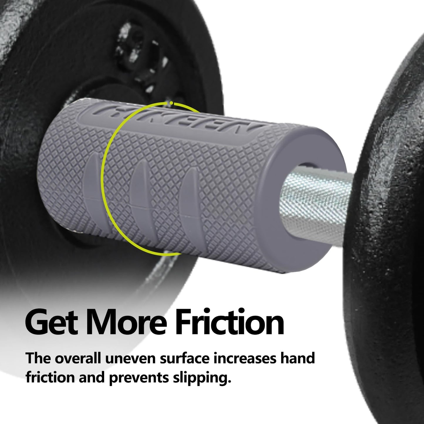 Hikeen Thick Bar Dumbbell Grips,Non Slip Hard Rubber Barbell Grips,Grips for Weight Lifting, Muscle Building-2" Outer Diameter"