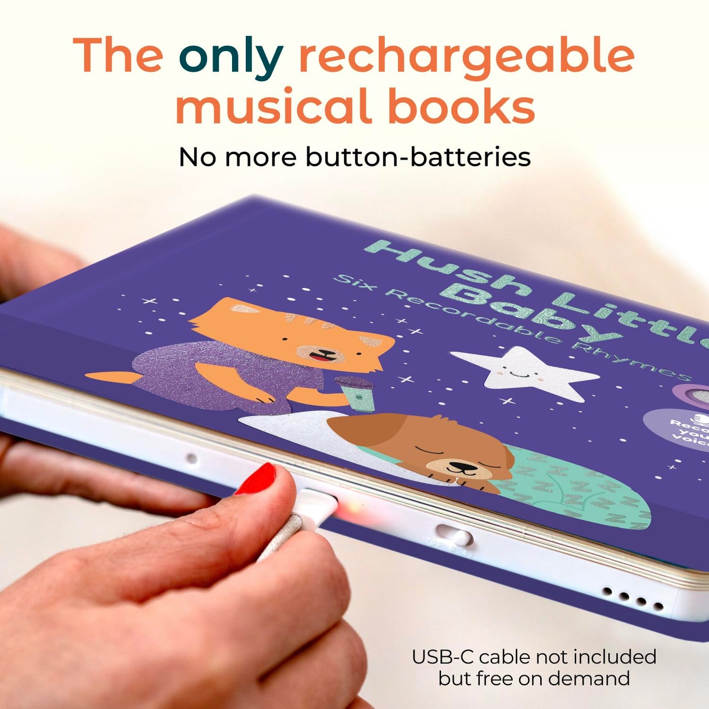 Cali's Books Hush Little Baby Recordable Music Book Toddlers 1-3 Years Old - Lullaby Rhymes Musical Book, Headphone Jack, Interactive Sound Book, Voice Recording Song Toy Children Girls Toddler Boys