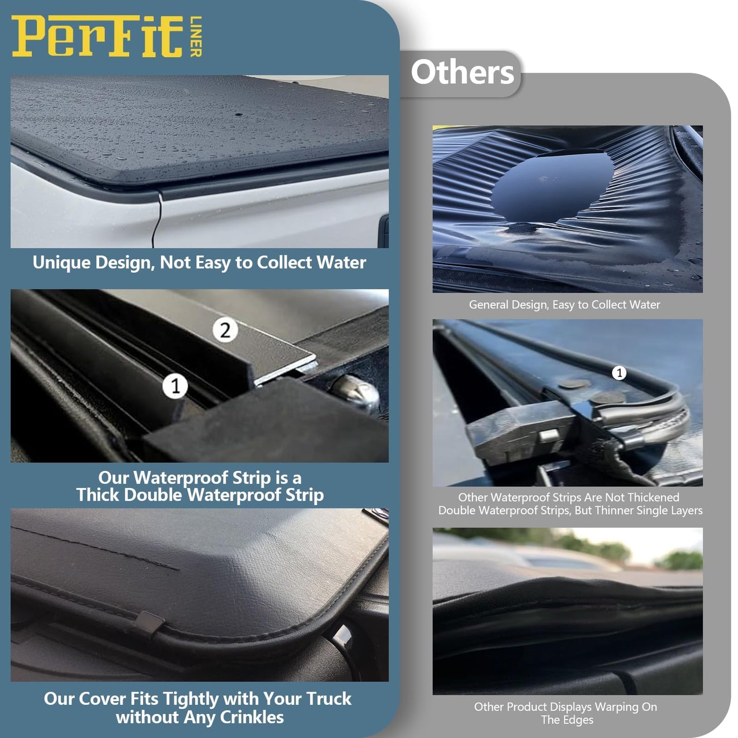 Perfit Liner Soft Roll Up Truck Bed Tonneau Cover for 2005-2015 Tacoma 6 FT (74") Fleetside (NOT for Stepside) Bed, Only fits Models with Factory Deck Rail System