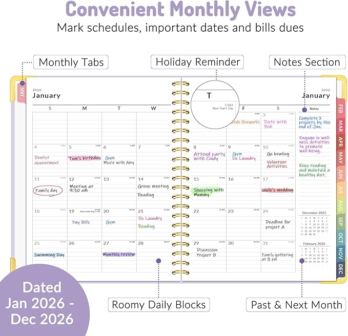 2026 Planner, Forvencer Calendar Planner Weekly and Monthly, Jan 2026-Dec 2026, 8.5" X 11", Hardcover Agenda Book, Daily Journal Organizer with Inner Pocket, Notebook for Office School, A4, Blue