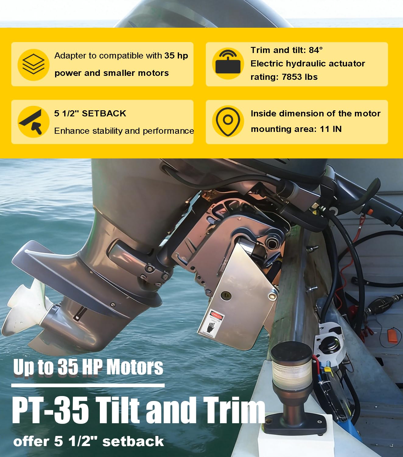 3002.1017 52100 For CMC PT-35 Outboard Motor Tilt and Trim Jack Plate & Wiring Cable Harness Kit For up to 35 HP Power and Smaller Motors Outboard Motor Electric Hydraulic Tilt & Trim