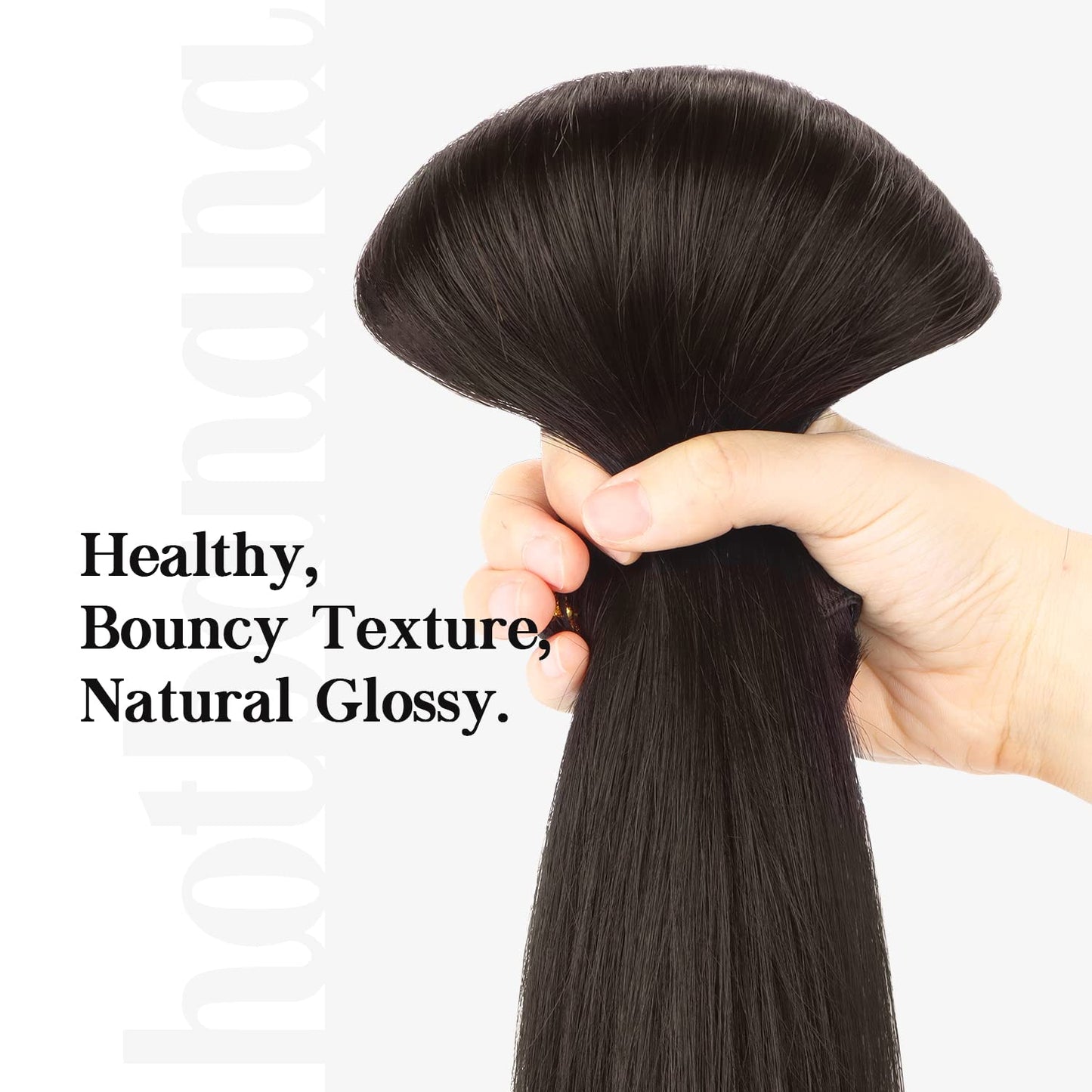 HOTBANANA Human Hair Clip in Hair Extensions, Dark Brown 75g Clip in Hair Extensions Real Human Hair Straight Remy Hair 12 Inch 7pcs
