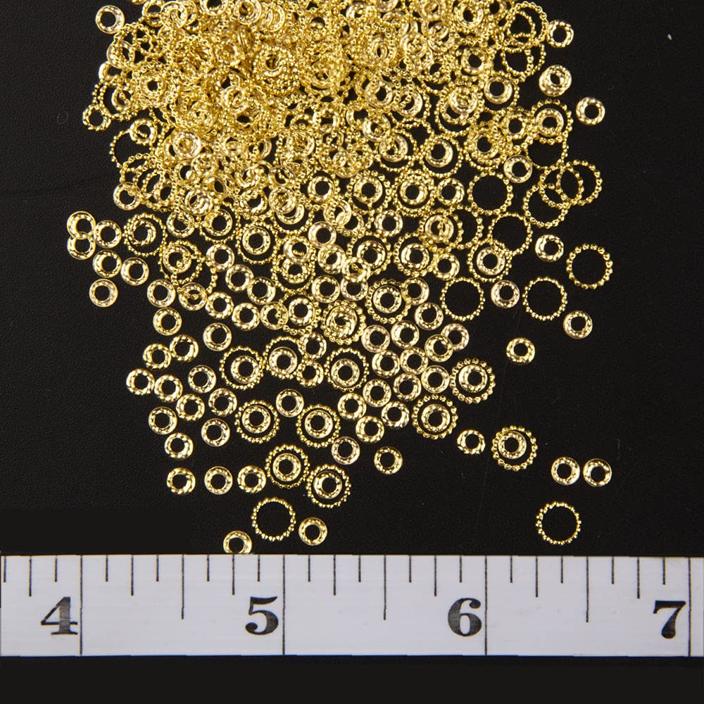Gadjica 2000Pcs Round Nails Charms for Nail Art 3D - Gold Metal Circle Studs - 3x3mm and 5x5mm All-Match Manicure Kit Nails Art Supplies Accessories for Women Girls Acrylic Nails